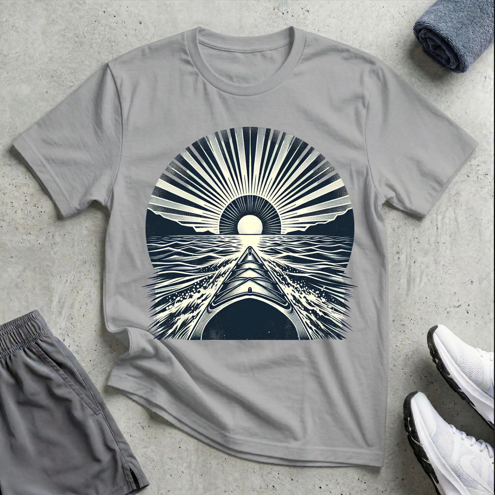 Vintage B&W Sunset. Relaxed T-Shirt Printify