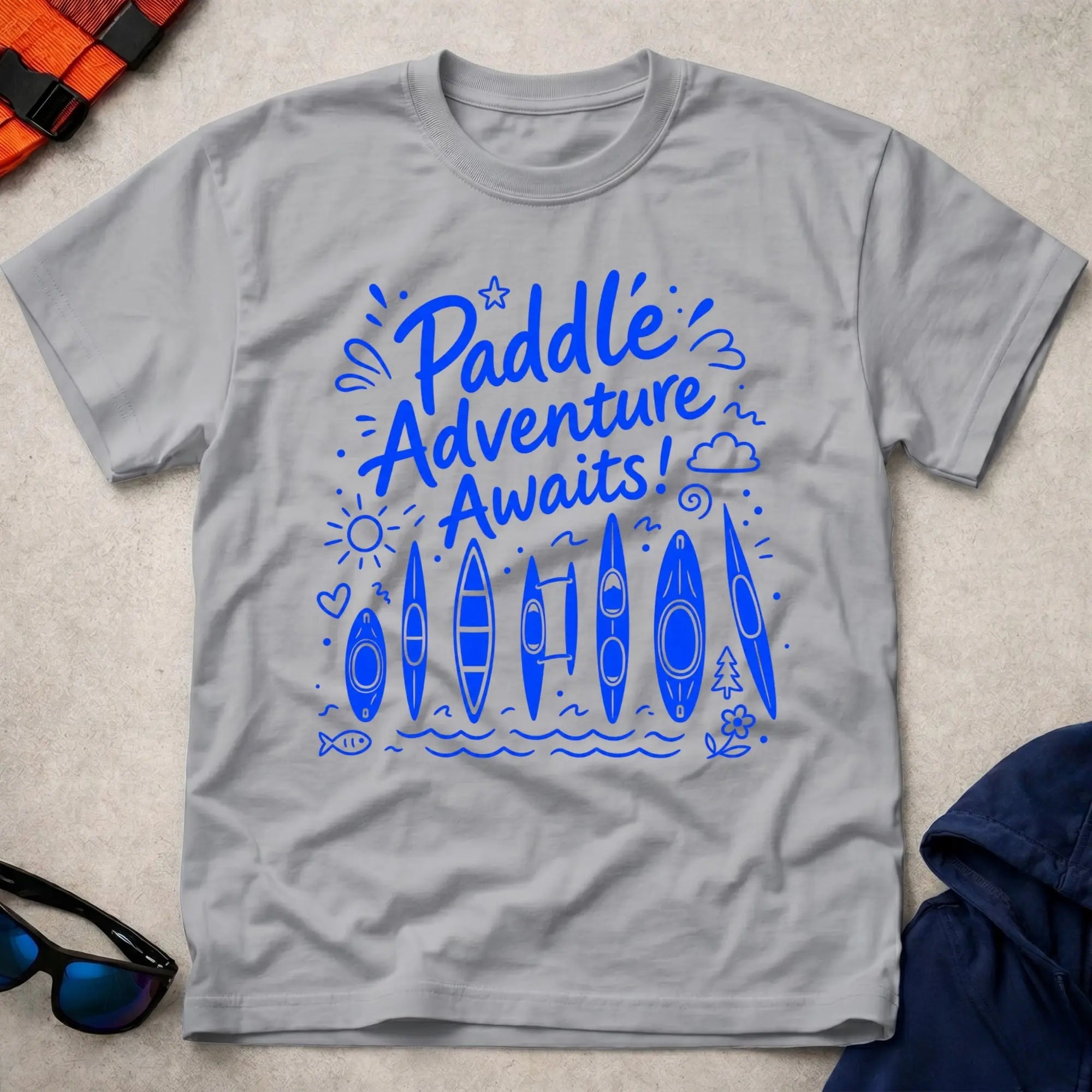 Sport Grey Adventure Awaits paddling tee — Vector Paddle