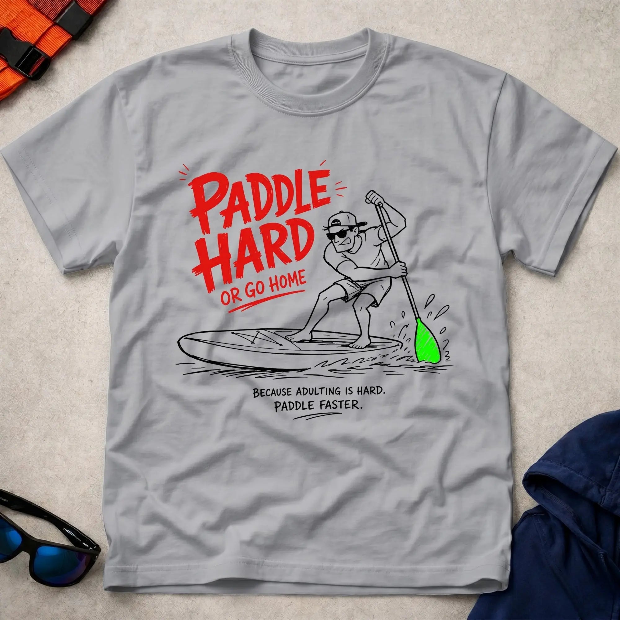 Sport Grey Paddle Hard paddling t-shirt for those who never ease off, Vector Paddle