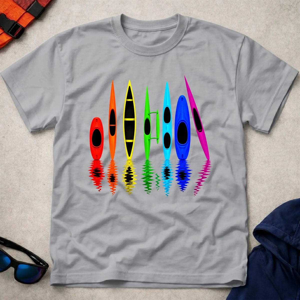 All The Boats tee in Sport Grey — kayak, canoe and surfski design — Vector Paddle