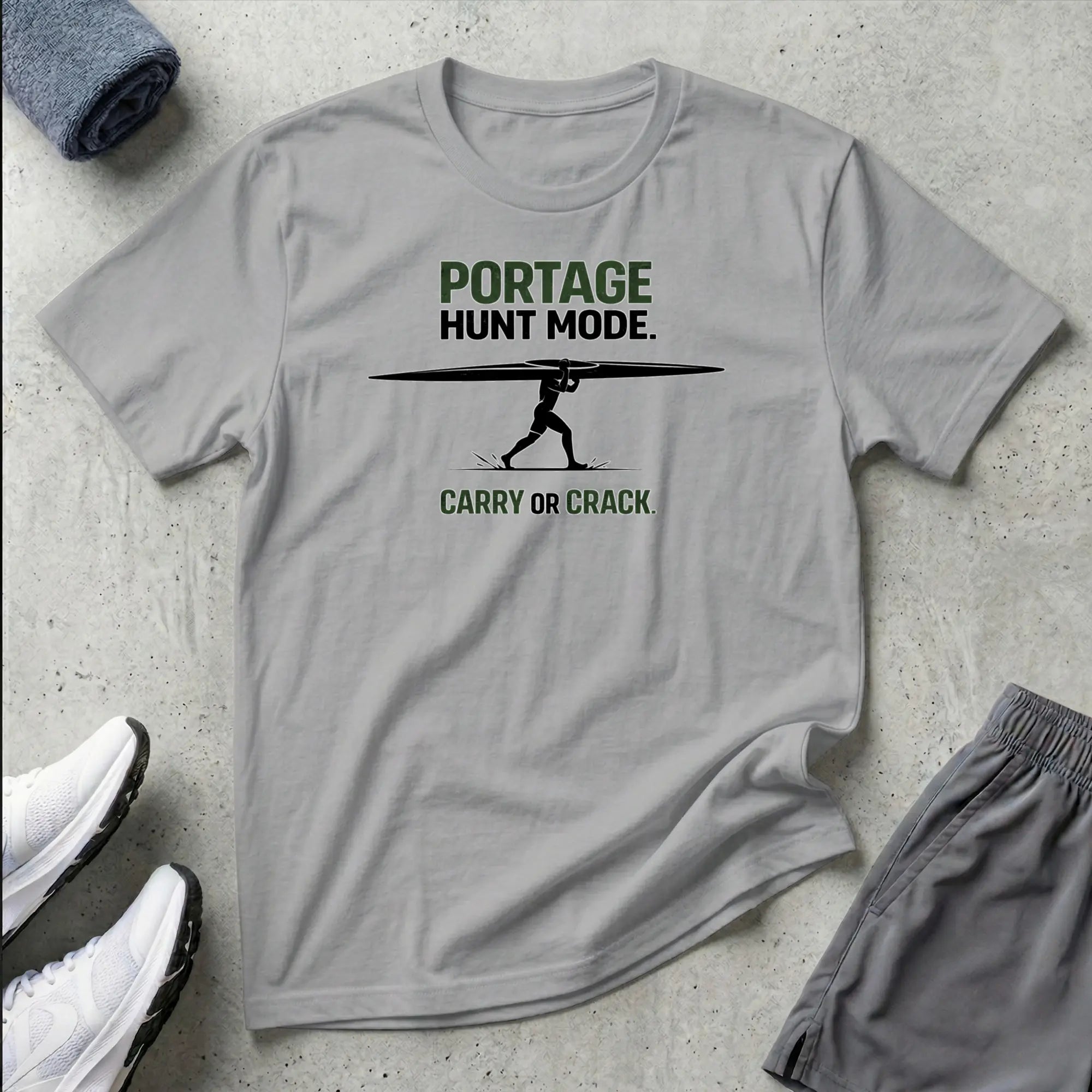 Portage - Carry or Crack. Hunt Mode. Kayak Canoe T-shirt Printify