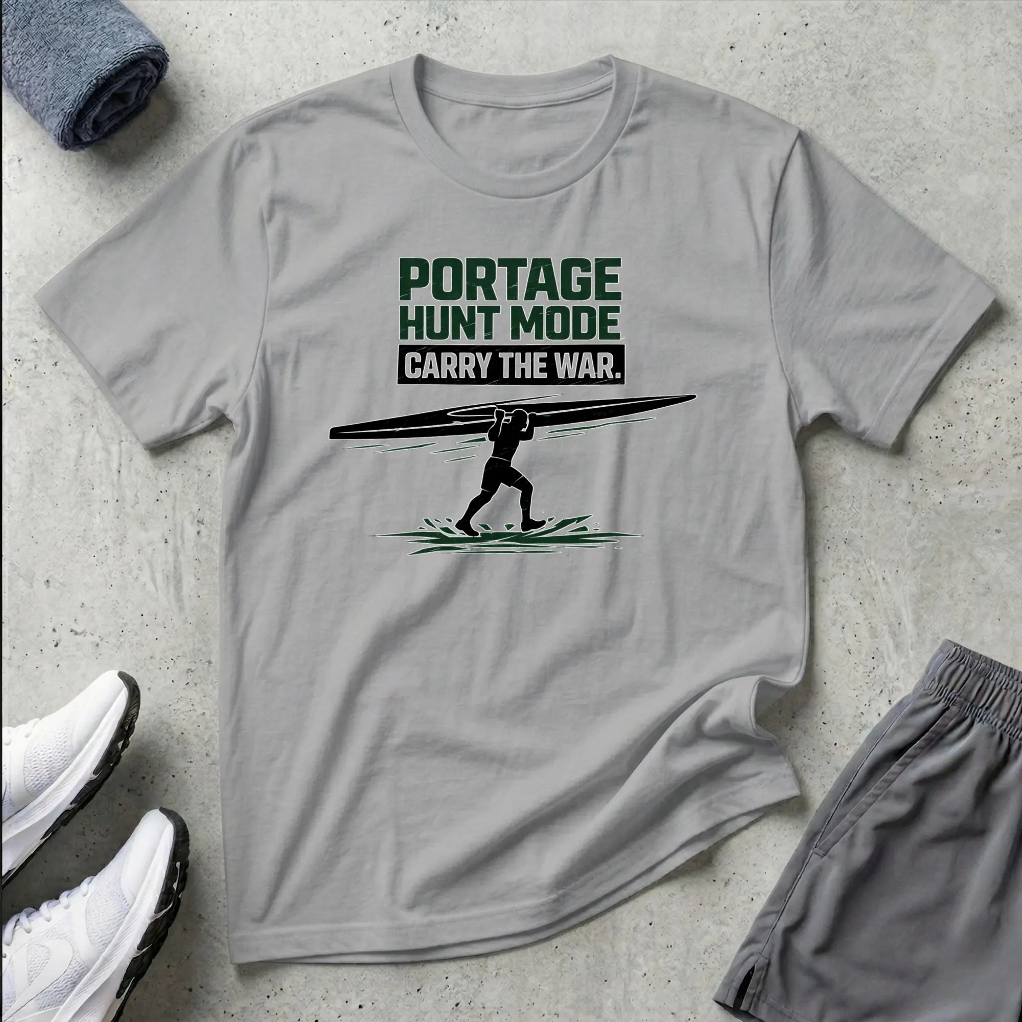 Portage - Carry The War. Hunt Mode. Kayak Canoe T-shirt Printify