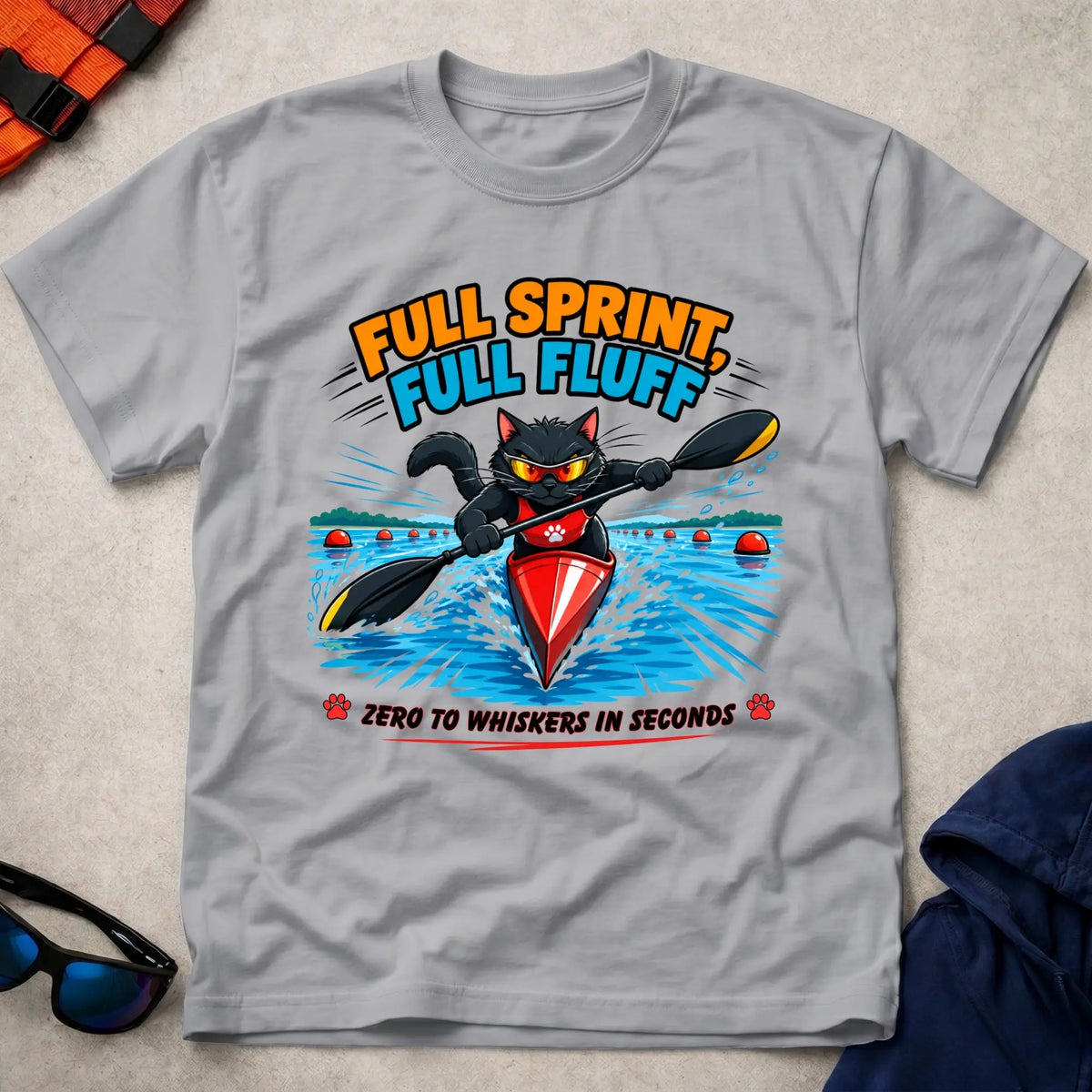 Sport Grey Full Sprint, Full Fluff tee — cat-lover paddling gift — Vector Paddle
