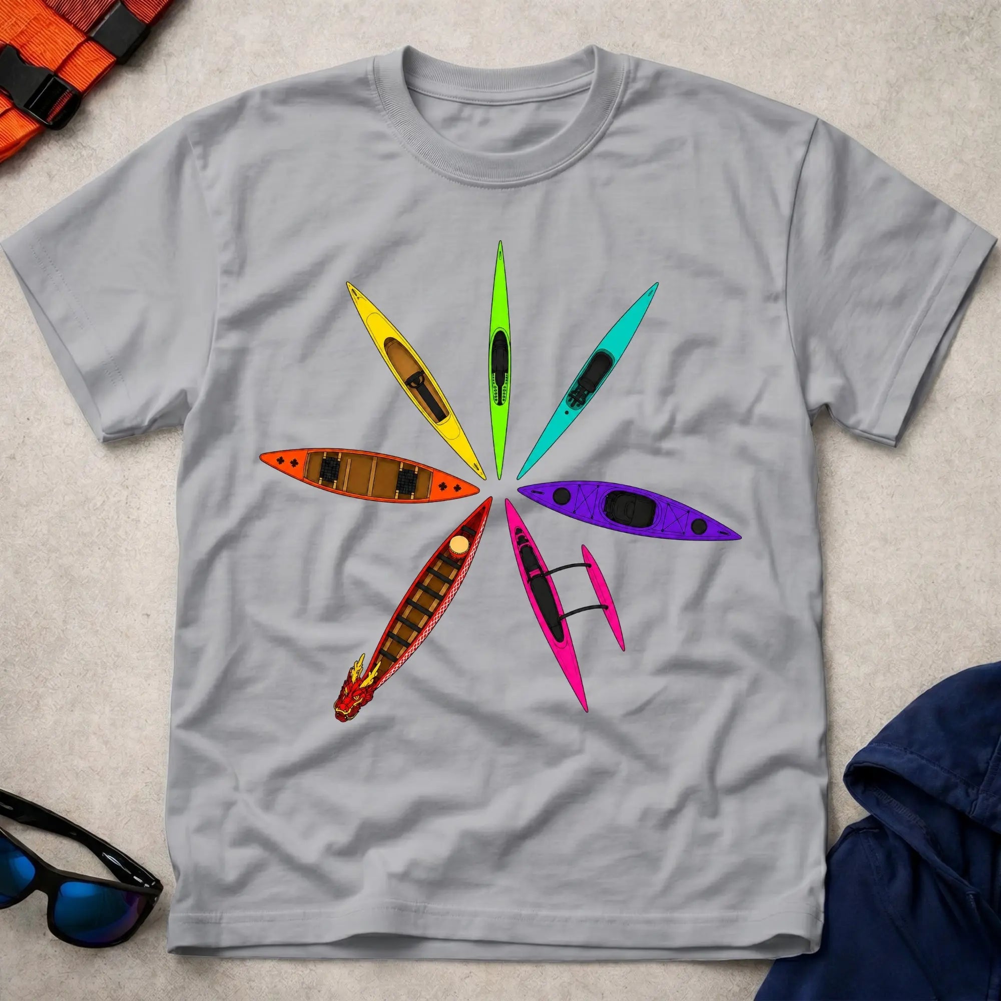Sport Grey Full Bloom paddling tee with bold multicolour graphic — Vector Paddle