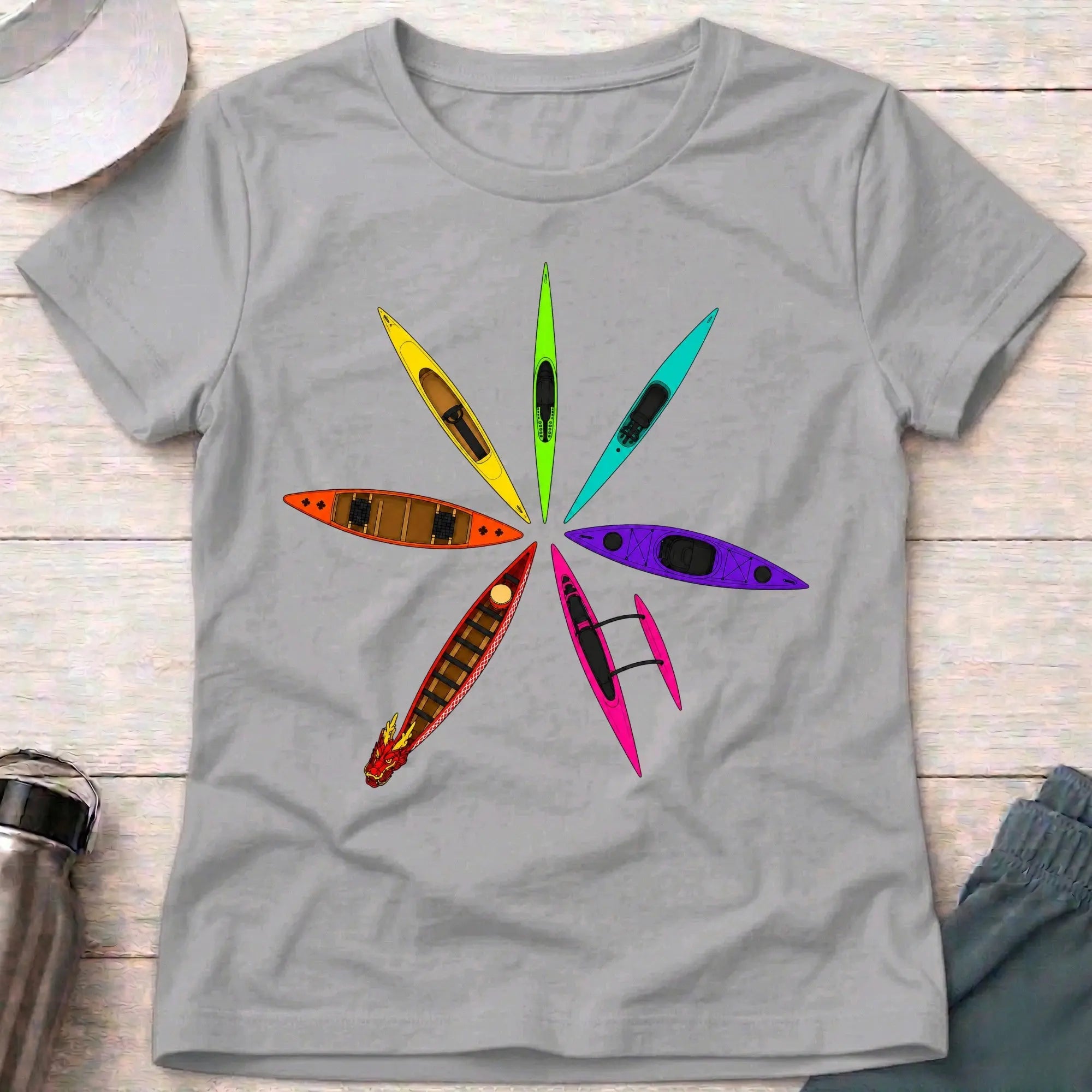 Sport Grey Full Bloom fitted paddling tee with bold multicolour graphic — Vector Paddle