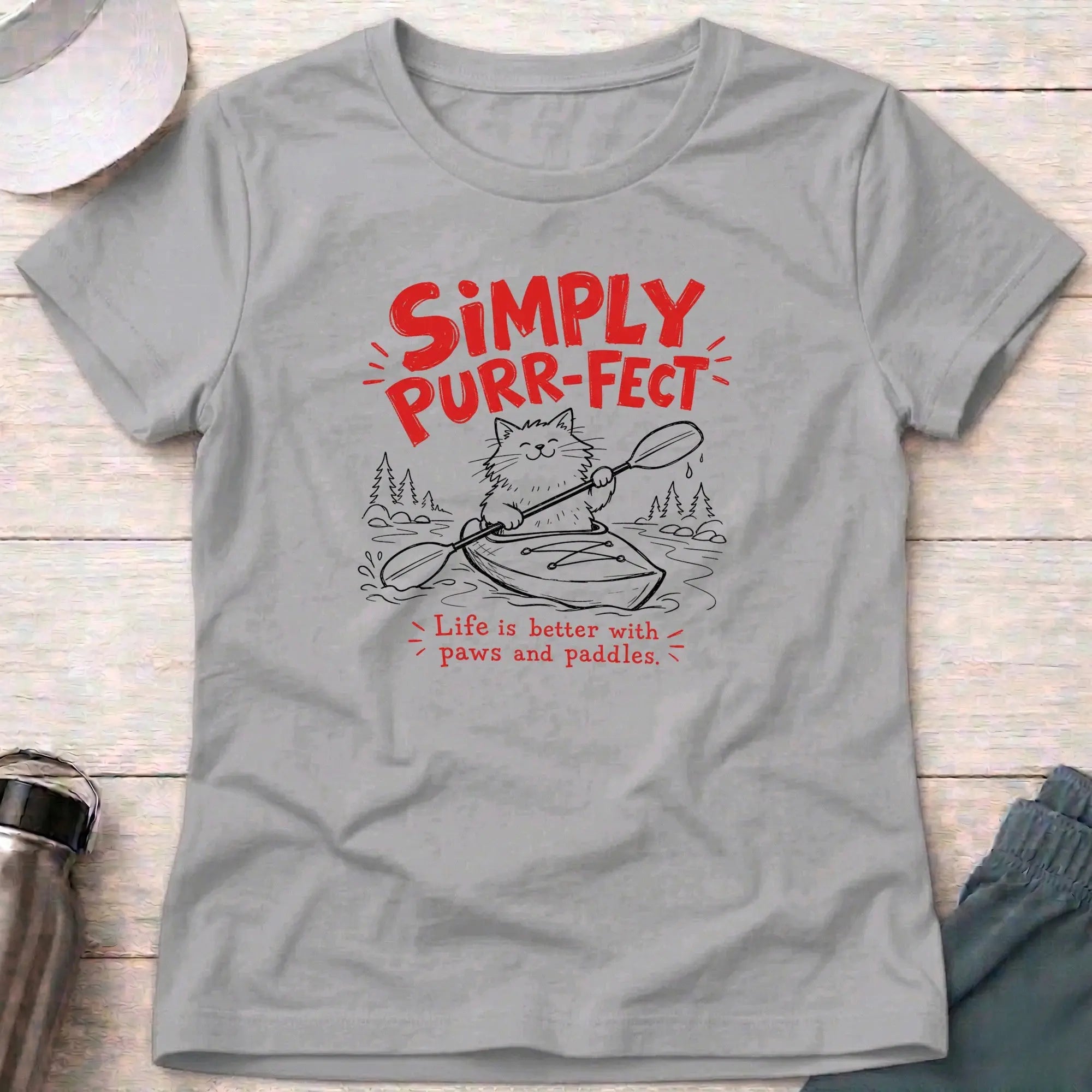 Sport Grey Simply Purr-fect fitted tee — cat-loving paddler gift — Vector Paddle