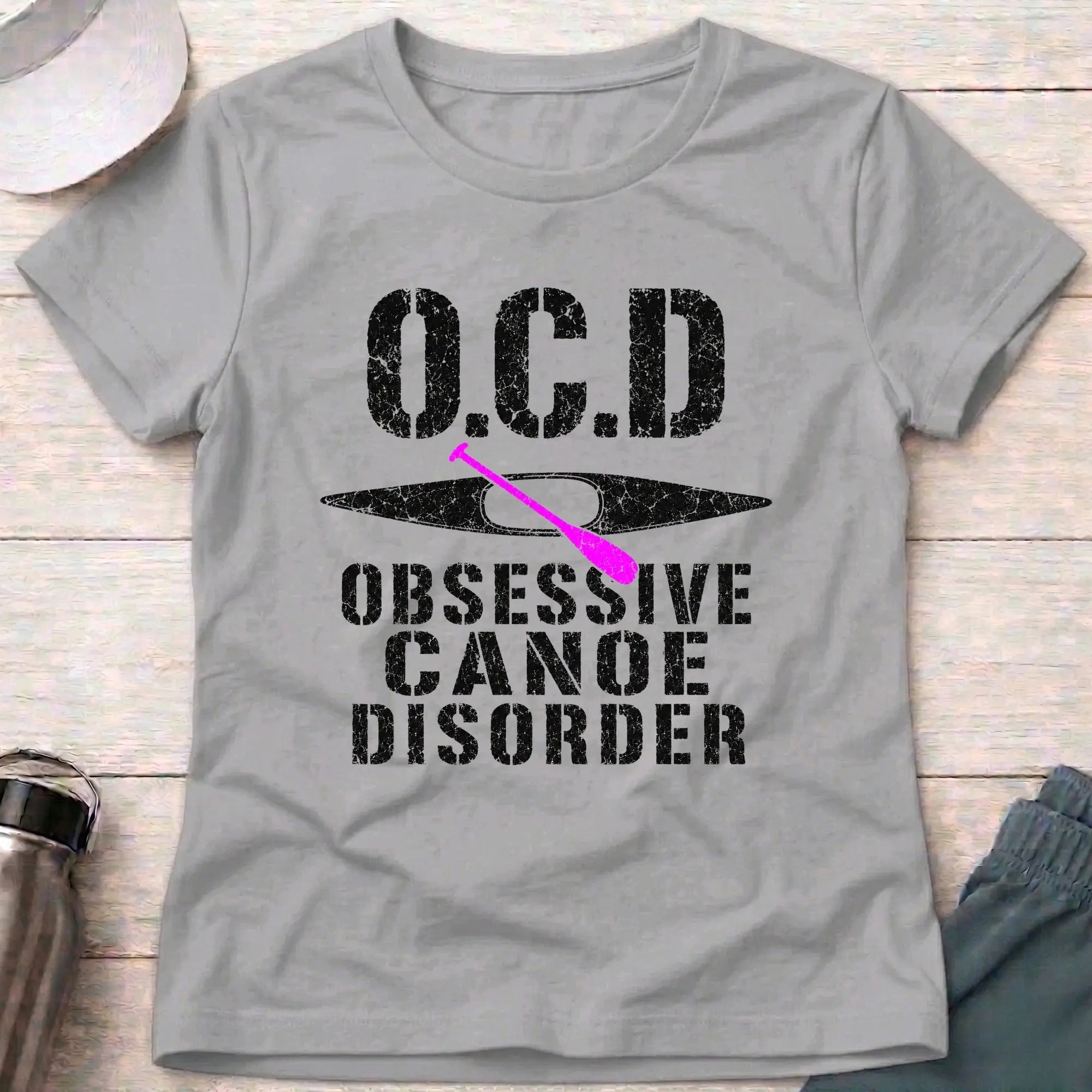Sport Grey Obsessive Canoe Disorder fitted tee — funny canoe-obsessed gift for women — Vector Paddle