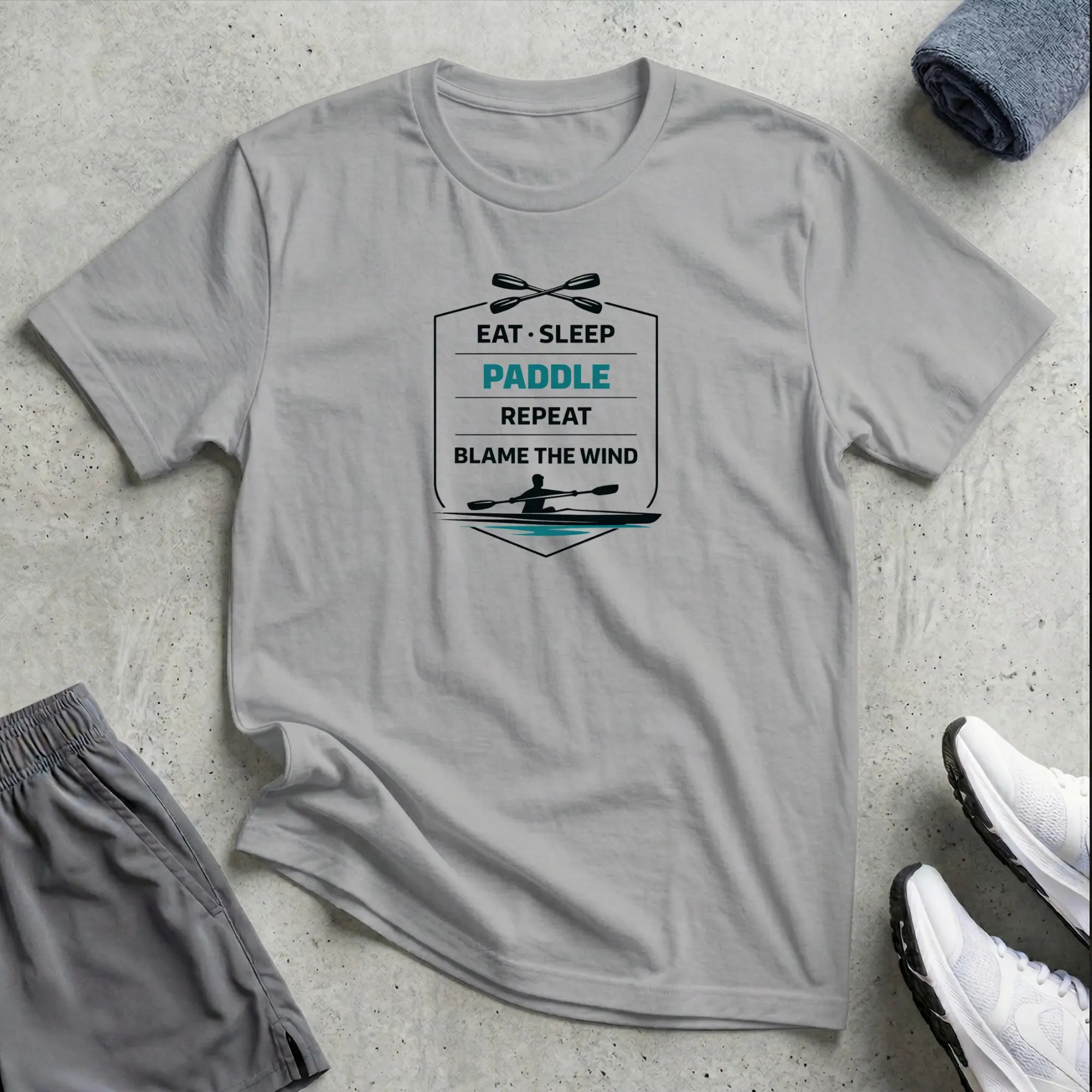 Eat Sleep Paddle Repeat - Blame-The-Wind. Kayak T-Shirt - LH Printify