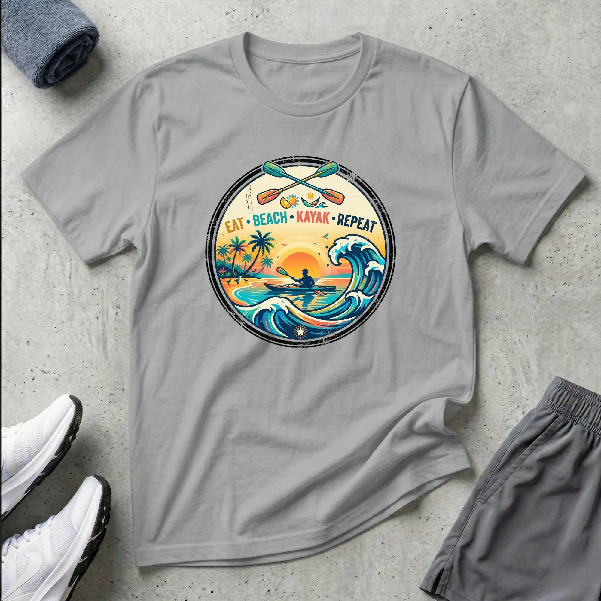 Eat Beach Kayak Repeat. Ocean Kayak T-Shirt Printify