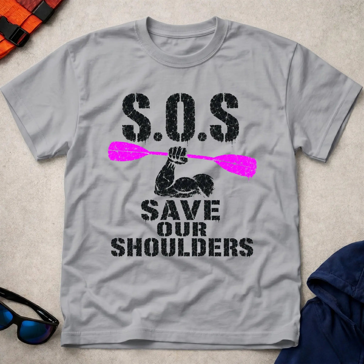 Sport Grey Save Our Shoulders tee — marathon paddler gift — Vector Paddle