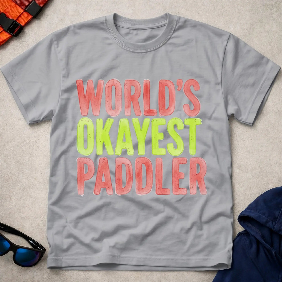 Sport Grey World's Okayest Paddler grunge paddling tee — Vector Paddle