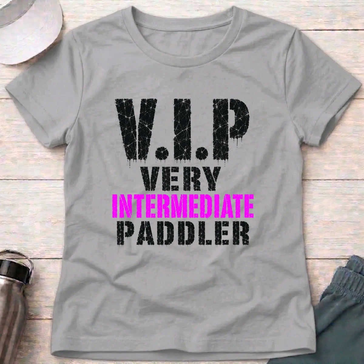 Sport Grey Very Intermediate Paddler fitted tee — funny paddling gift for women — Vector Paddle