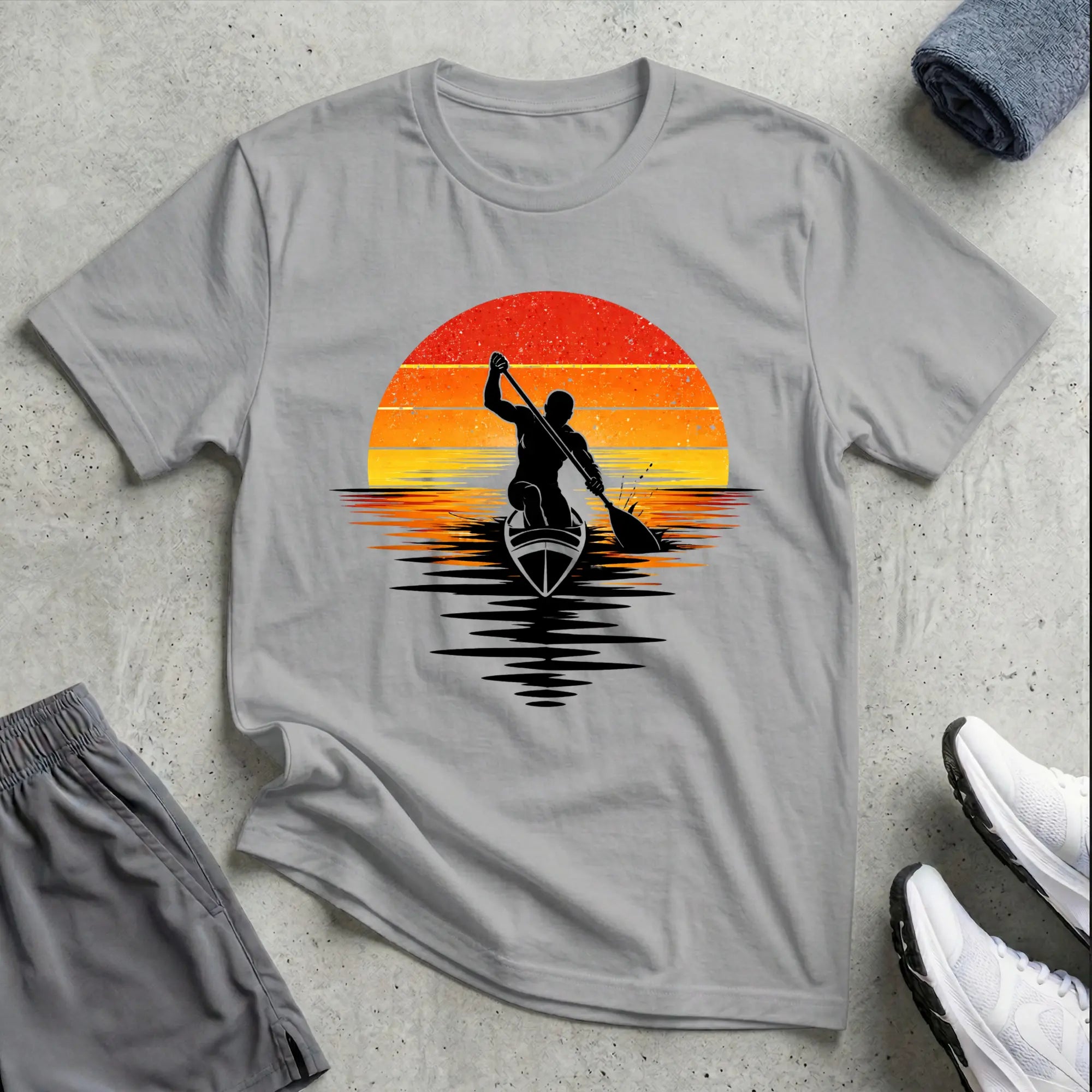 Modern Sunset. Canoe Relaxed T-Shirt Printify