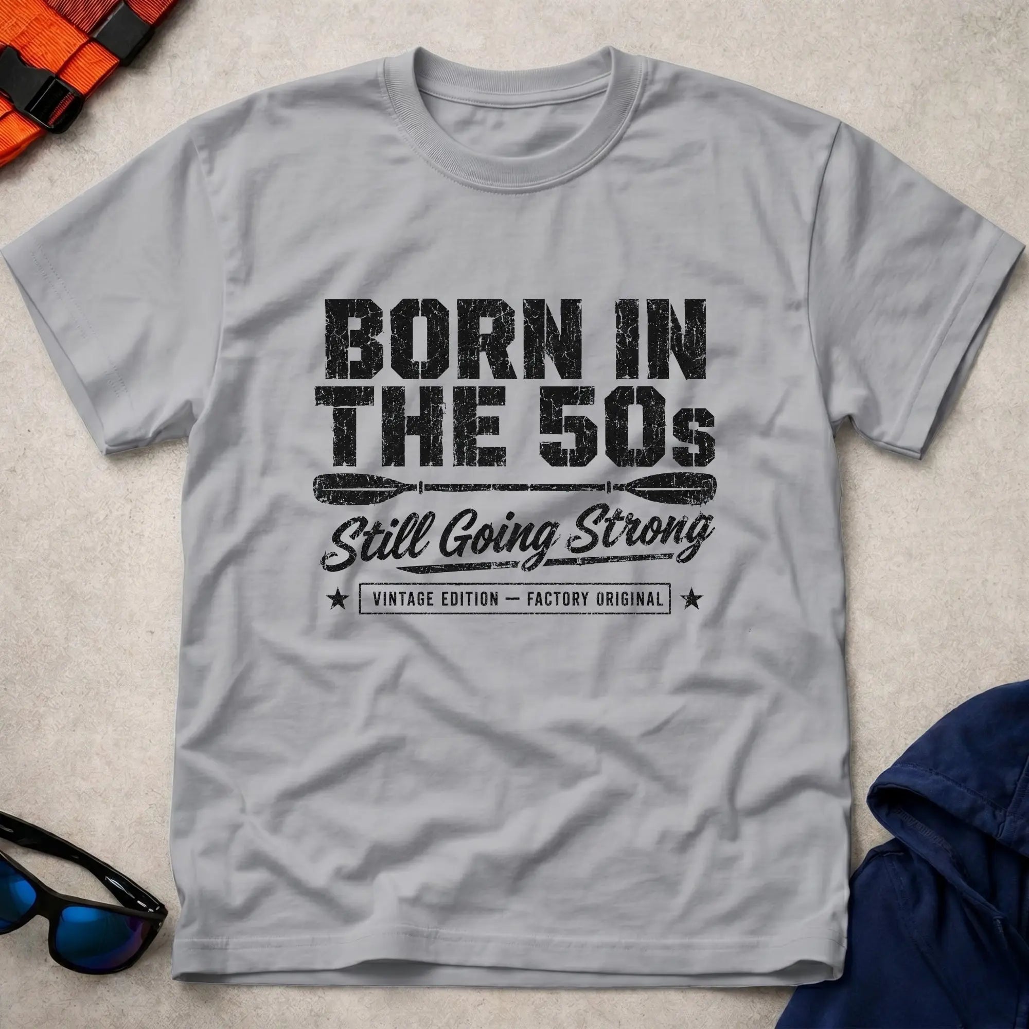 Born In The 50s – Still Going Strong retro paddling tee in Sport Grey | Vector Paddle