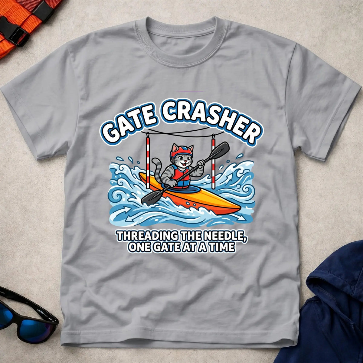 Sport Grey Gate Crasher tee — slalom gate paddling gift — Vector Paddle