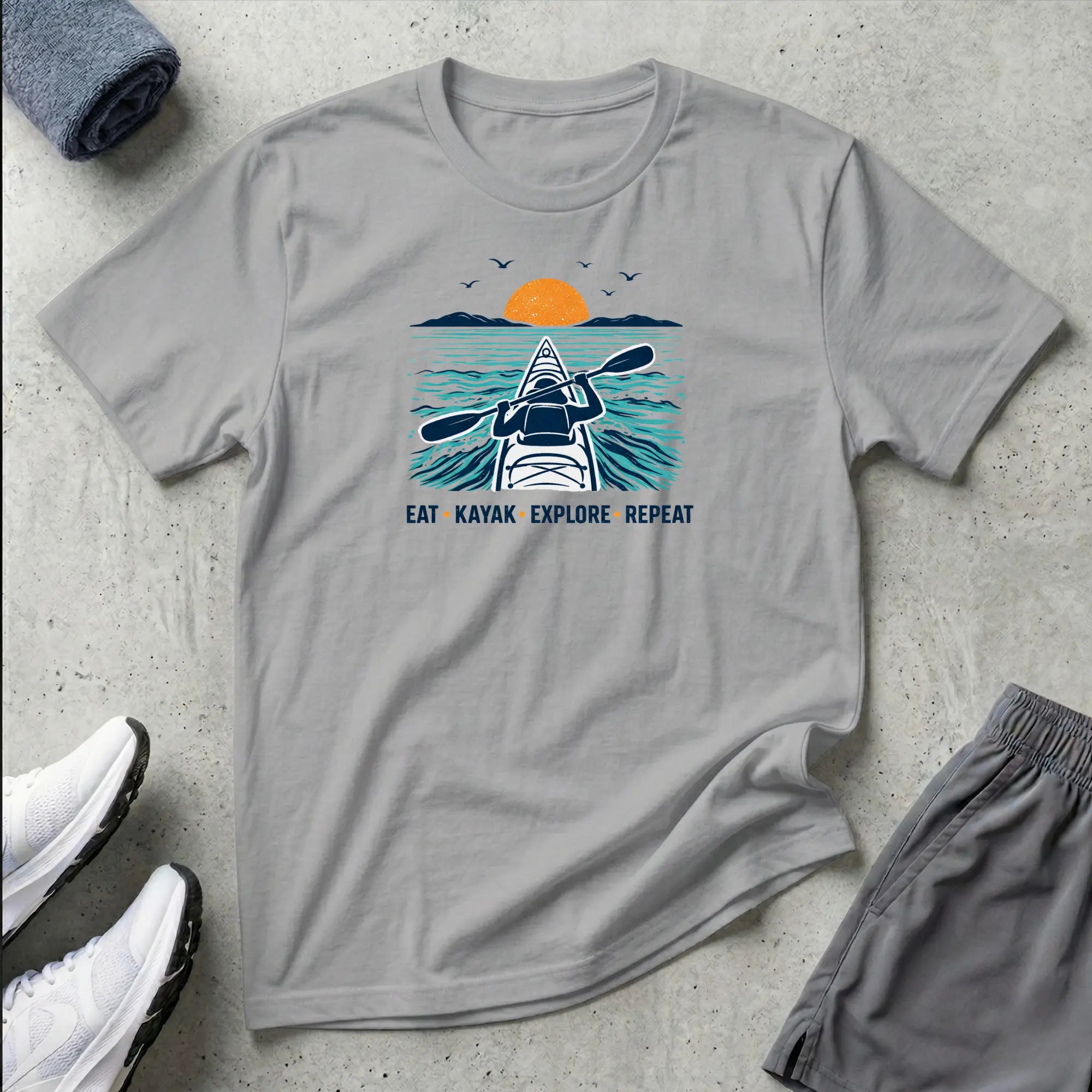 Eat Kayak Explore Repeat. Ocean Kayak T-Shirt Printify
