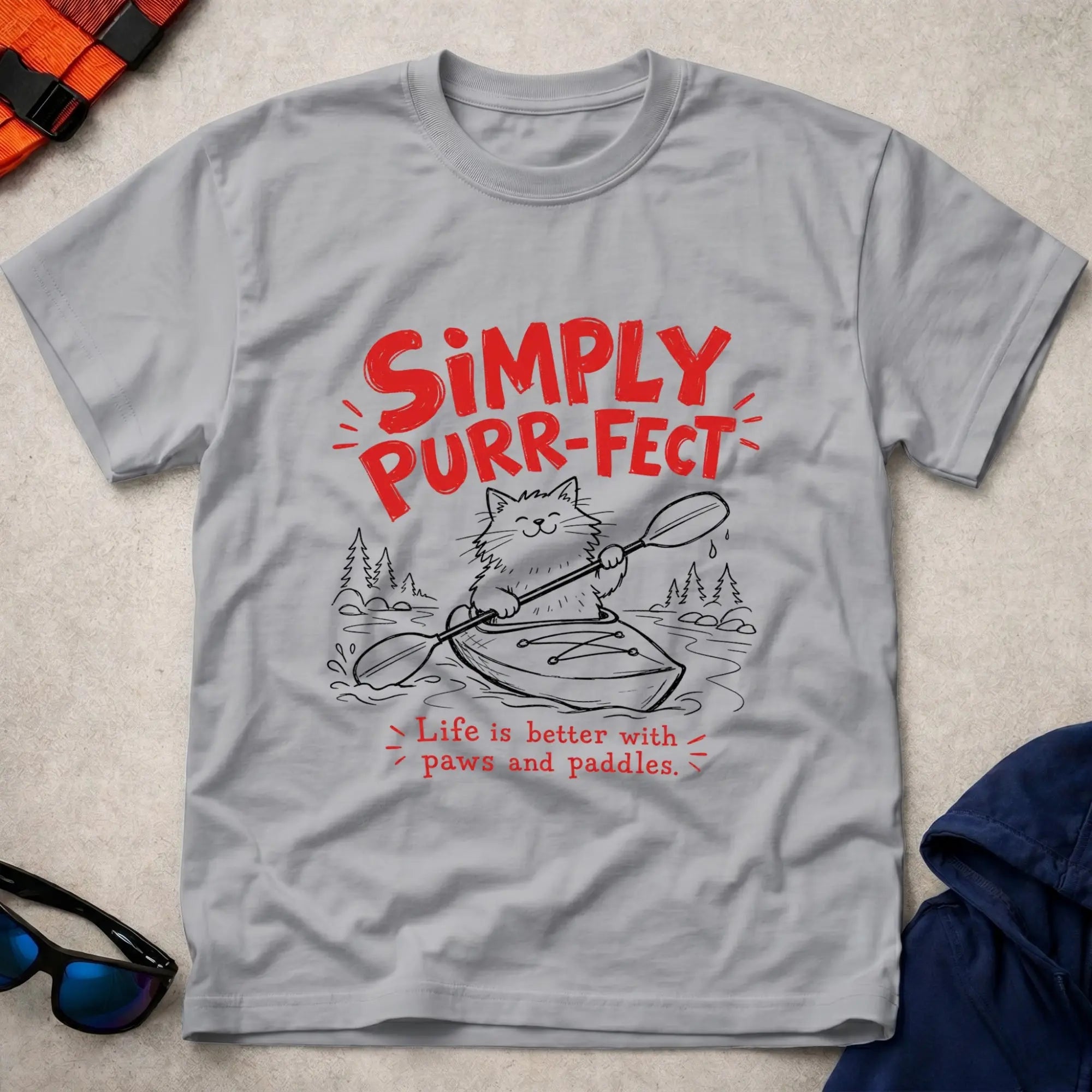 Sport Grey Simply Purr-fect tee — cat-loving paddler gift — Vector Paddle