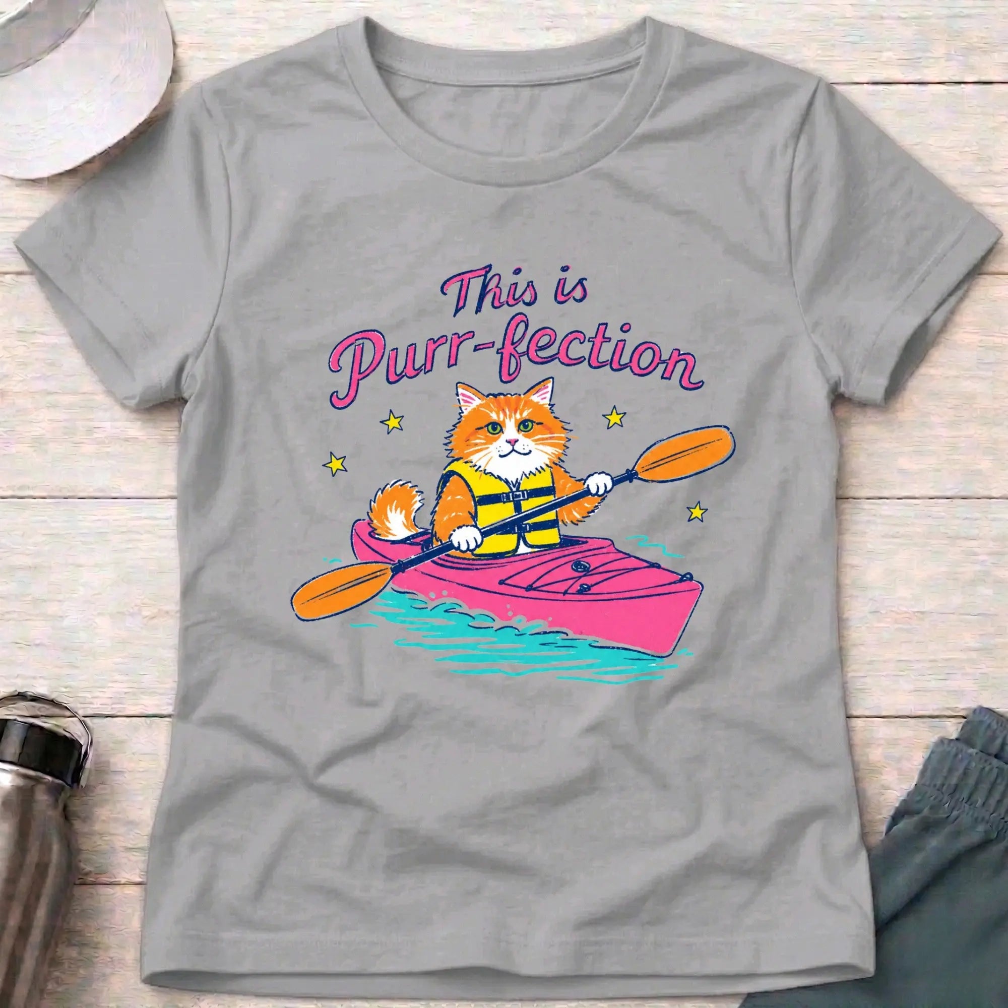 Sport Grey Purr-fection fitted tee — cat-loving paddler gift — Vector Paddle