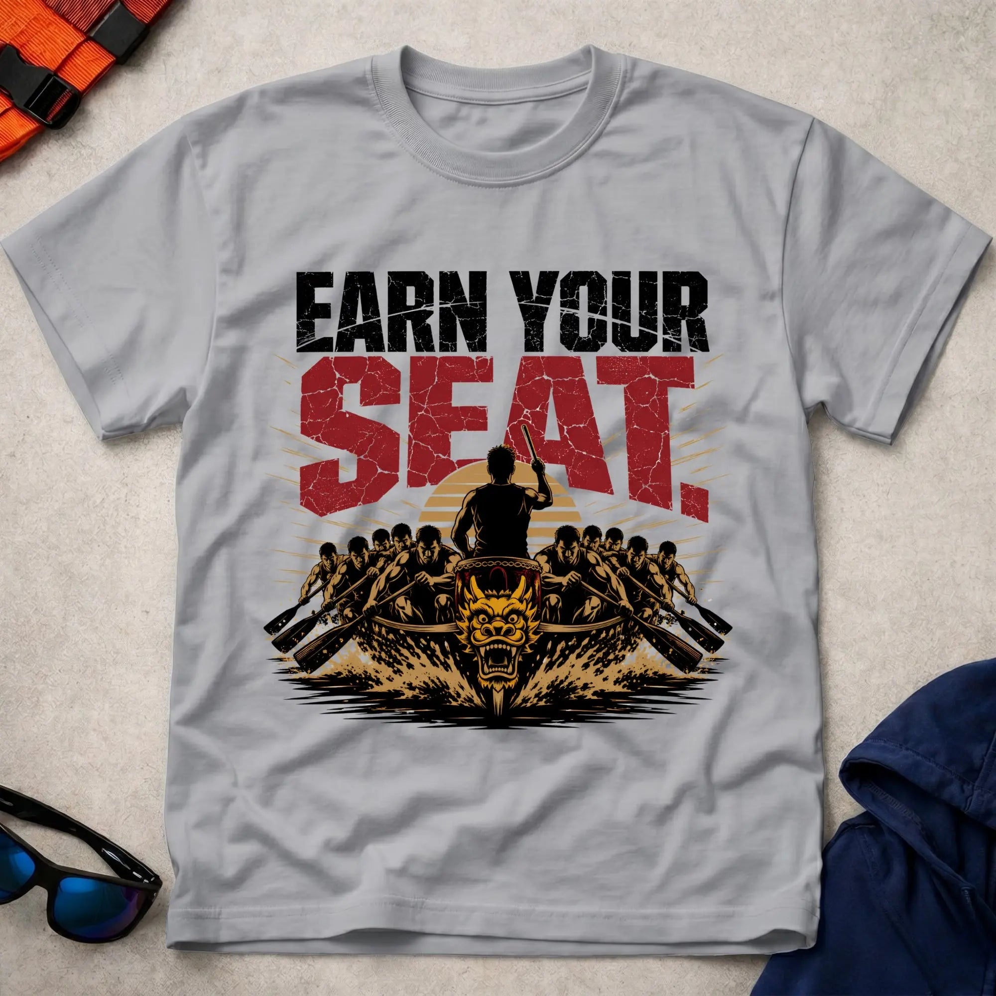 Sport Grey Earn Your Seat dragon boat racing tee — crew pride gift — Vector Paddle