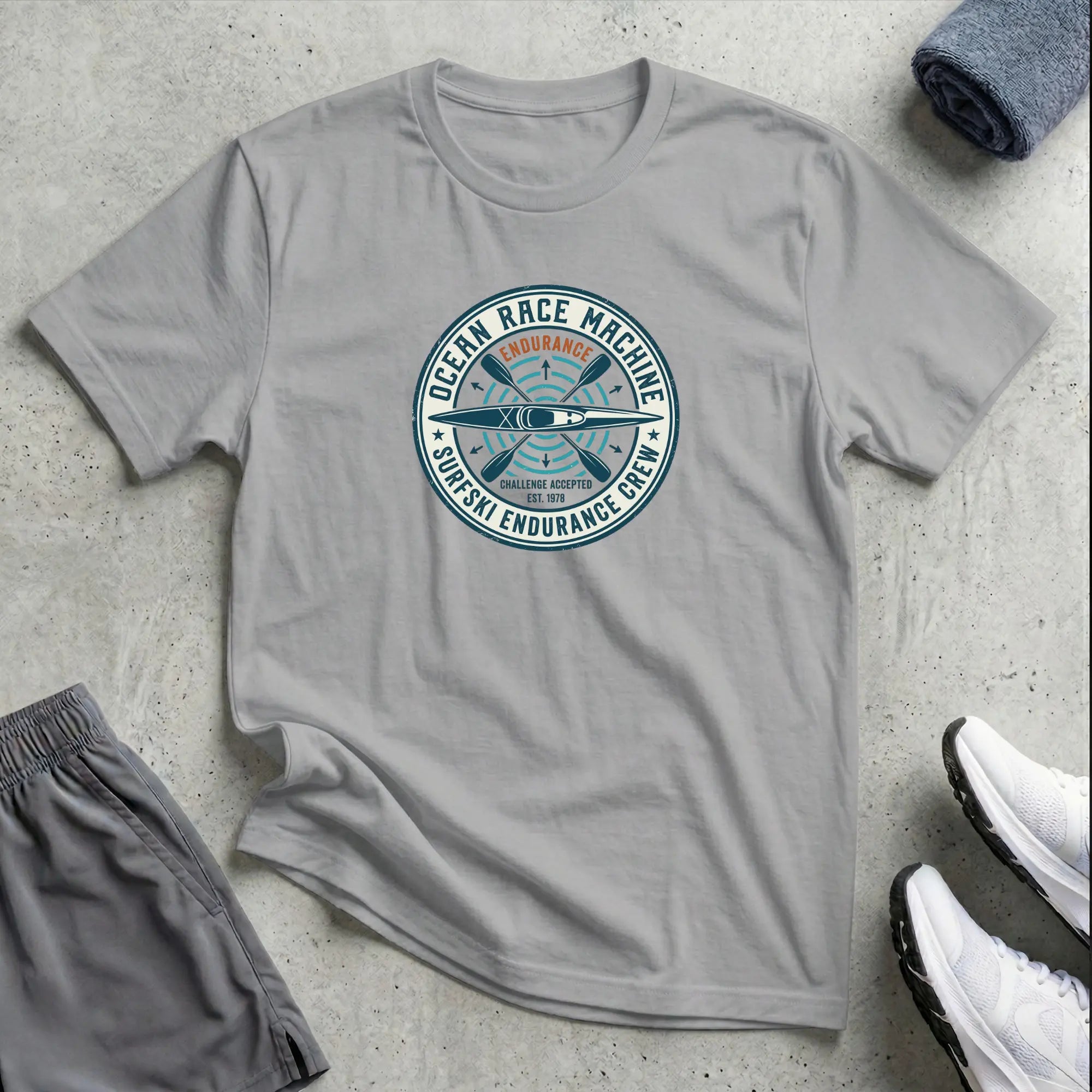 Ocean Race Machine. Surfski Endurance Crew T-Shirt Printify