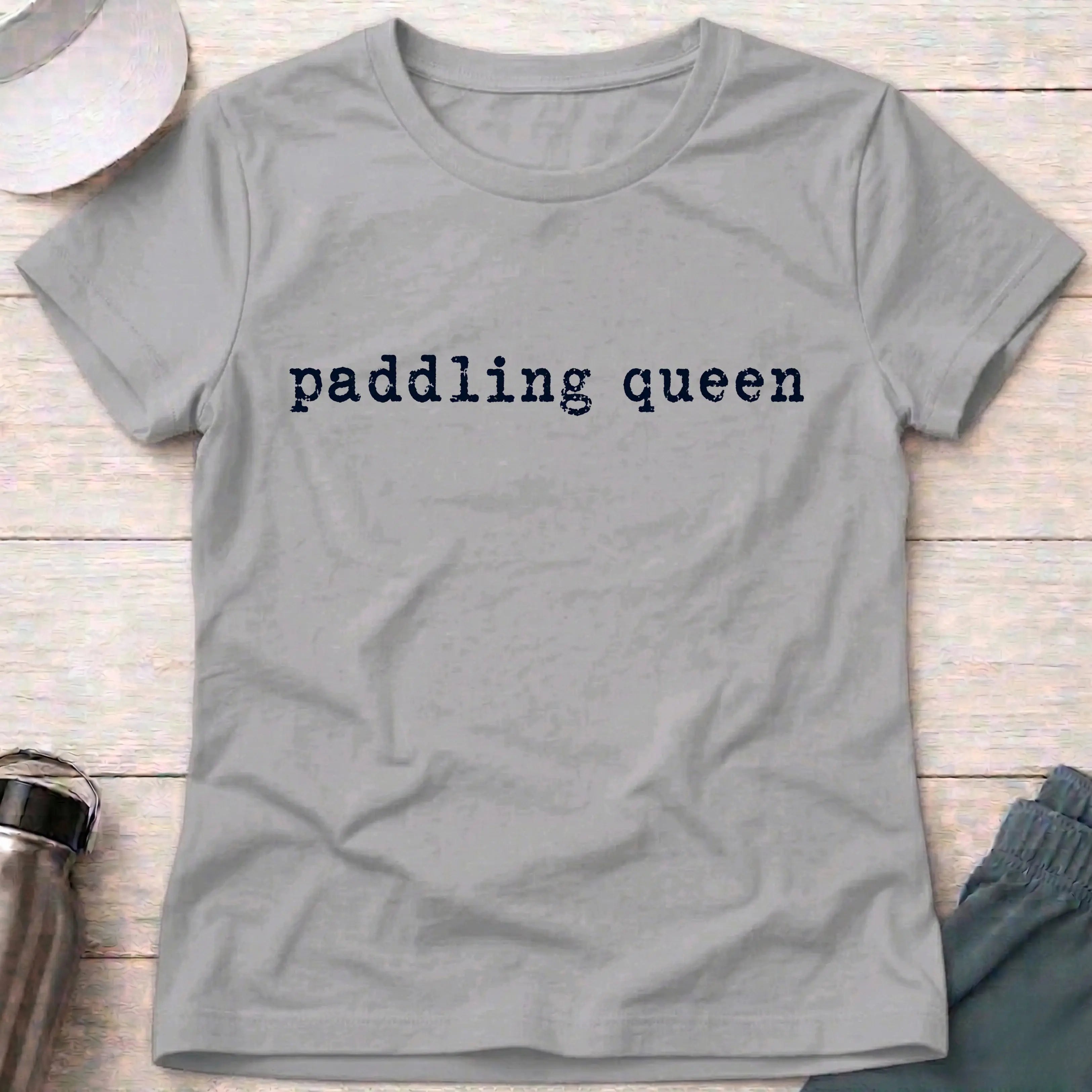 Paddling Queen women's fitted tee in Sport Grey — paddling gift for women — Vector Paddle