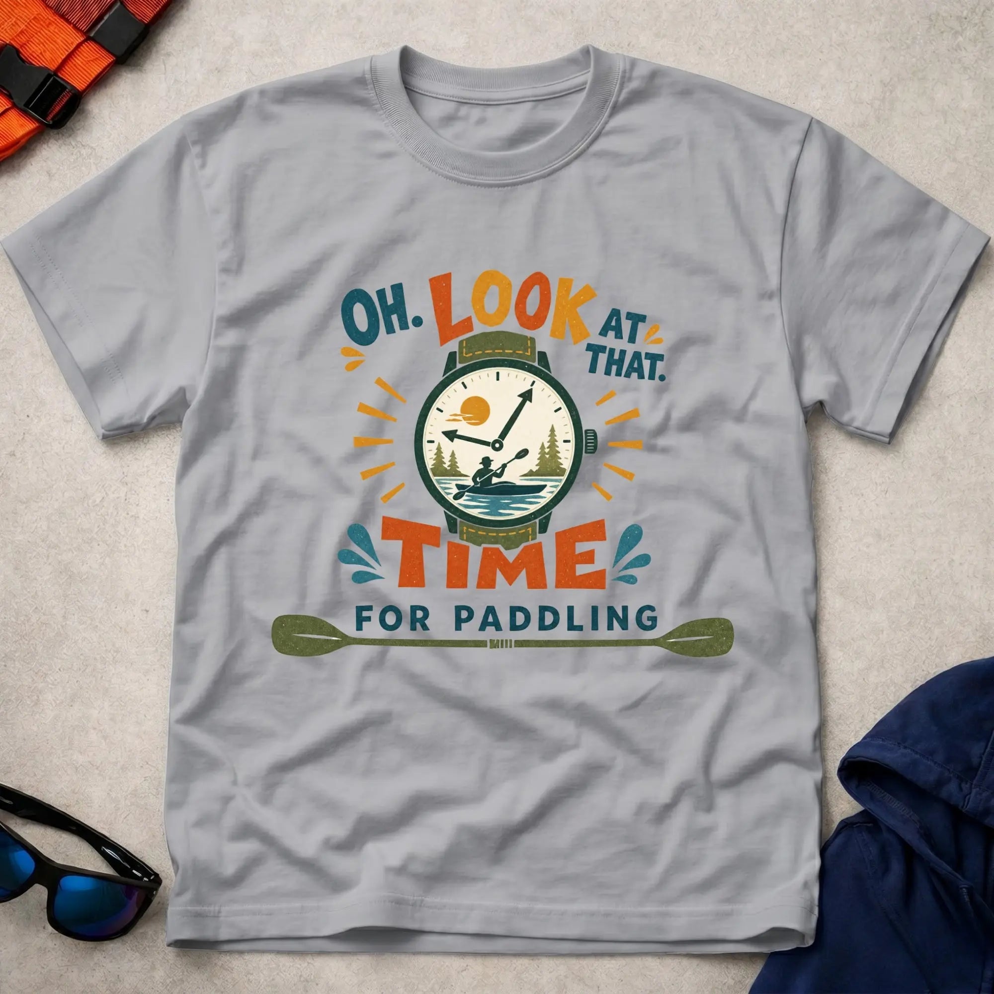 Sport Grey Time For Paddling badge tee — Vector Paddle
