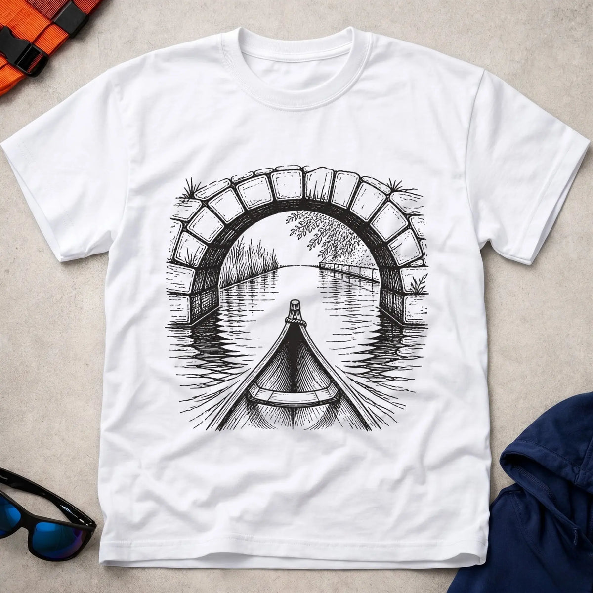 White Bridge Line tee — canal and river touring gift — Vector Paddle