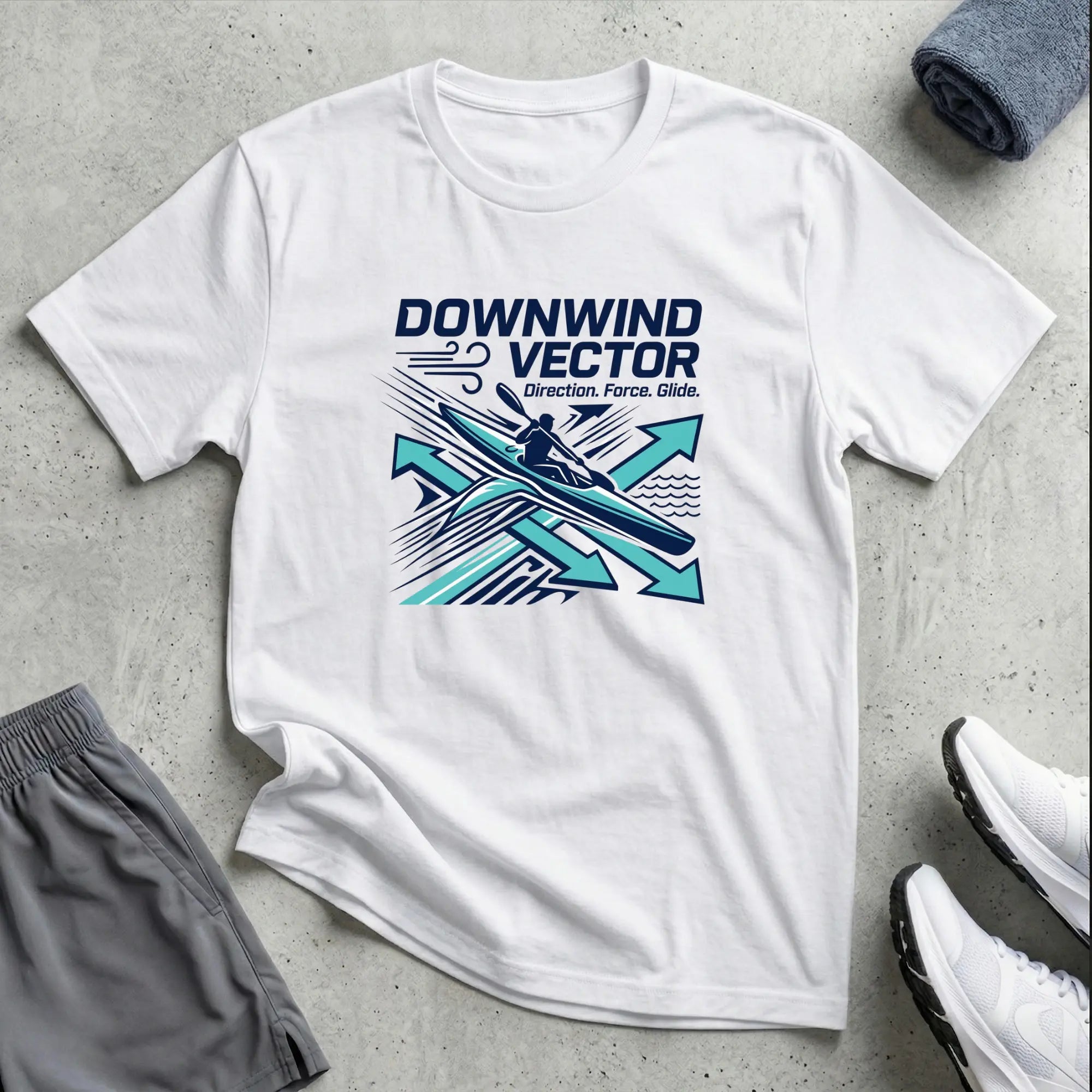 Downwind Vector. Surfski Kayak T-Shirt Printify