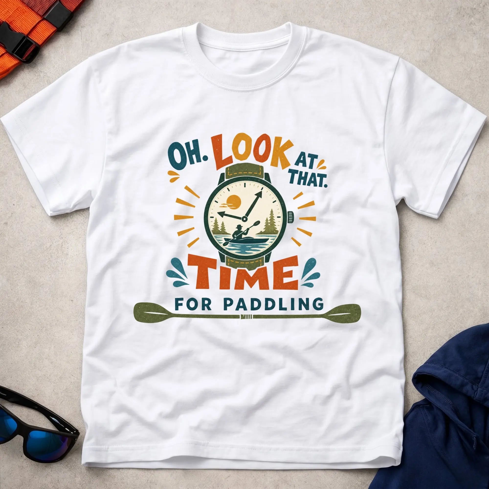 White Time For Paddling badge tee — Vector Paddle