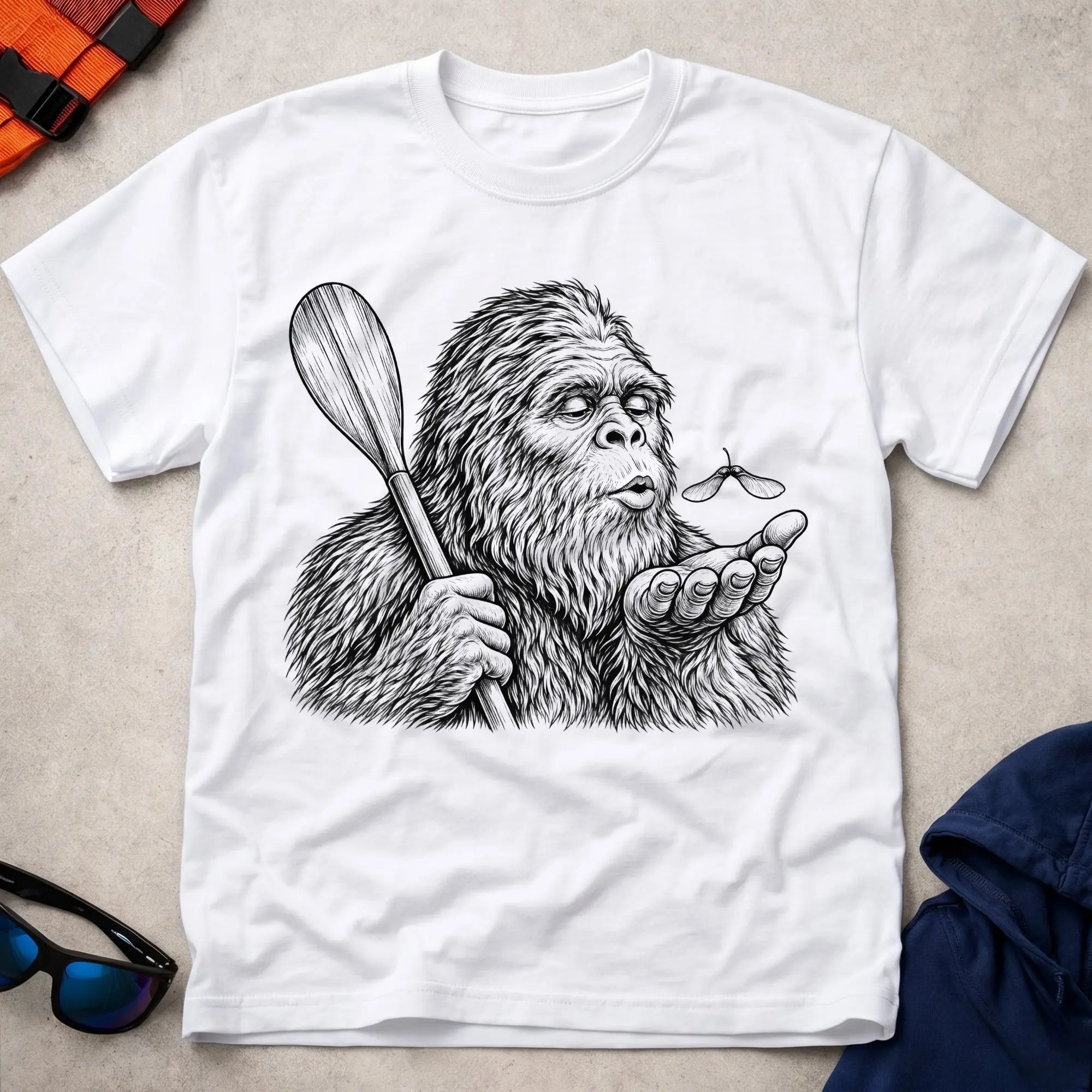 White Legend Has It tee — funny paddling tall-tale gift — Vector Paddle