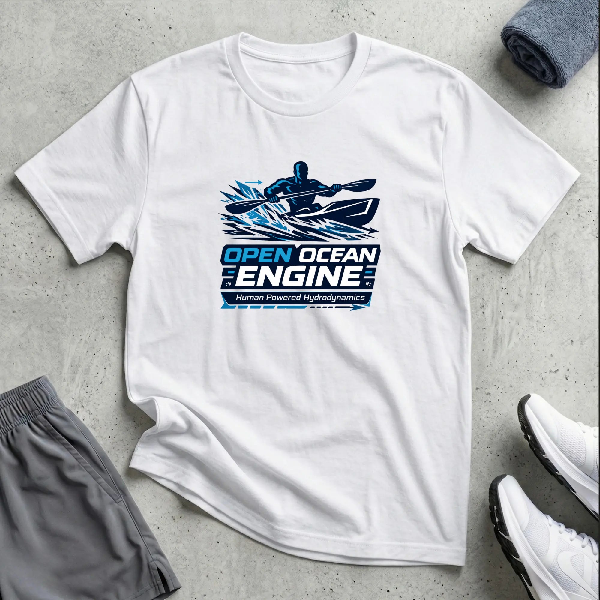 Open Ocean Engine - Human Powered. Surfski T-Shirt Printify