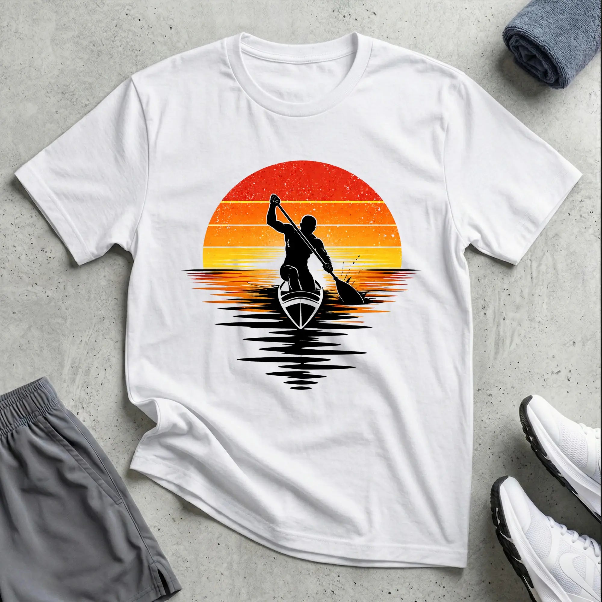 Modern Sunset. Canoe Relaxed T-Shirt Printify