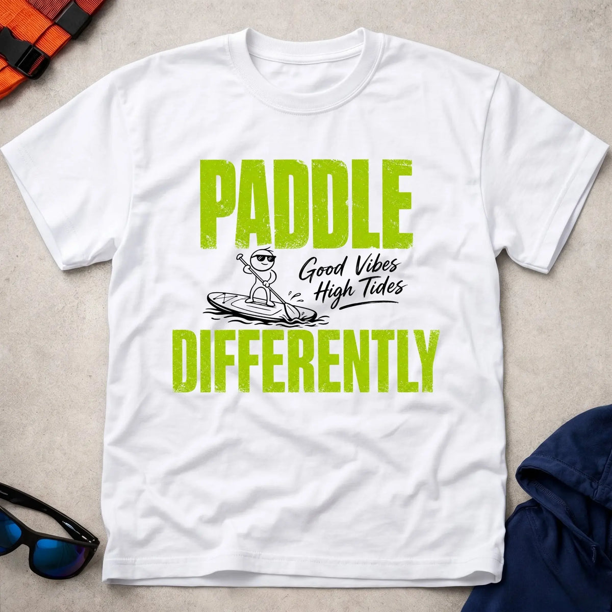 White Paddle Differently t-shirt for paddlers who do it their own way, Vector Paddle