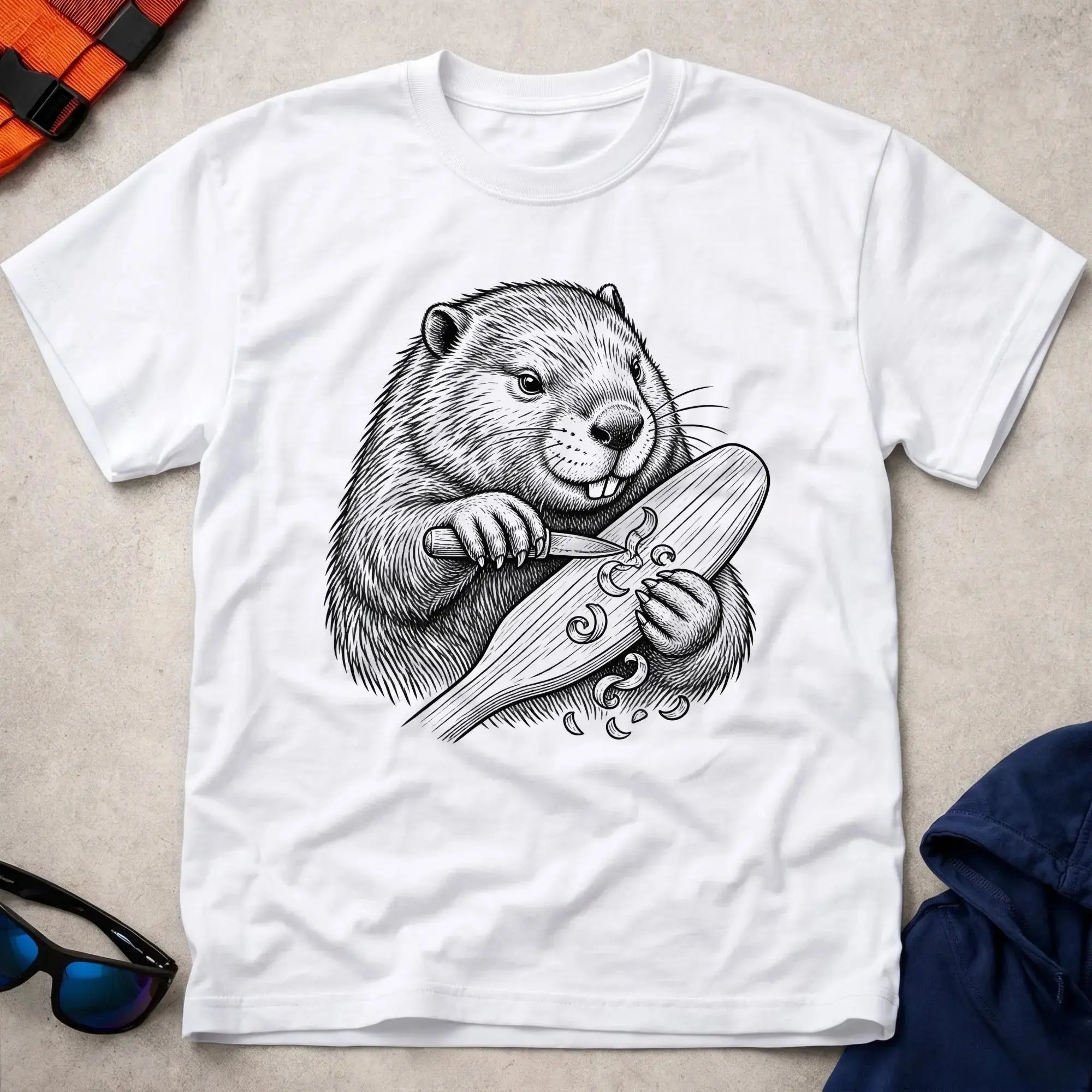 White Beavertail tee — classic canoe paddle tribute — Vector Paddle