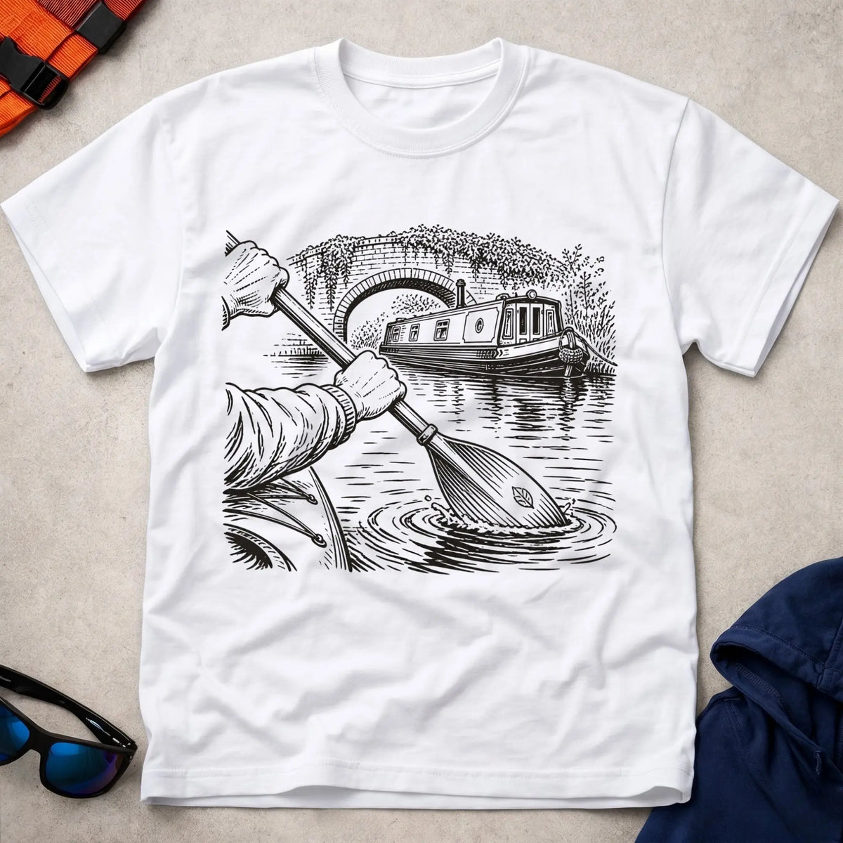 White Still Water tee — calm paddler gift — Vector Paddle
