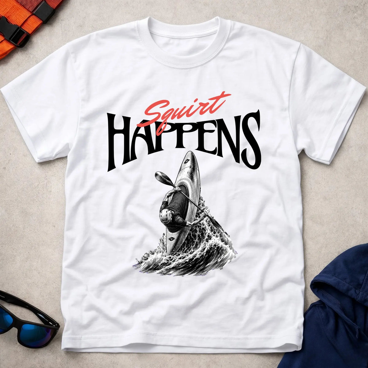 White Squirt Happens T-Shirt – Vector Paddle