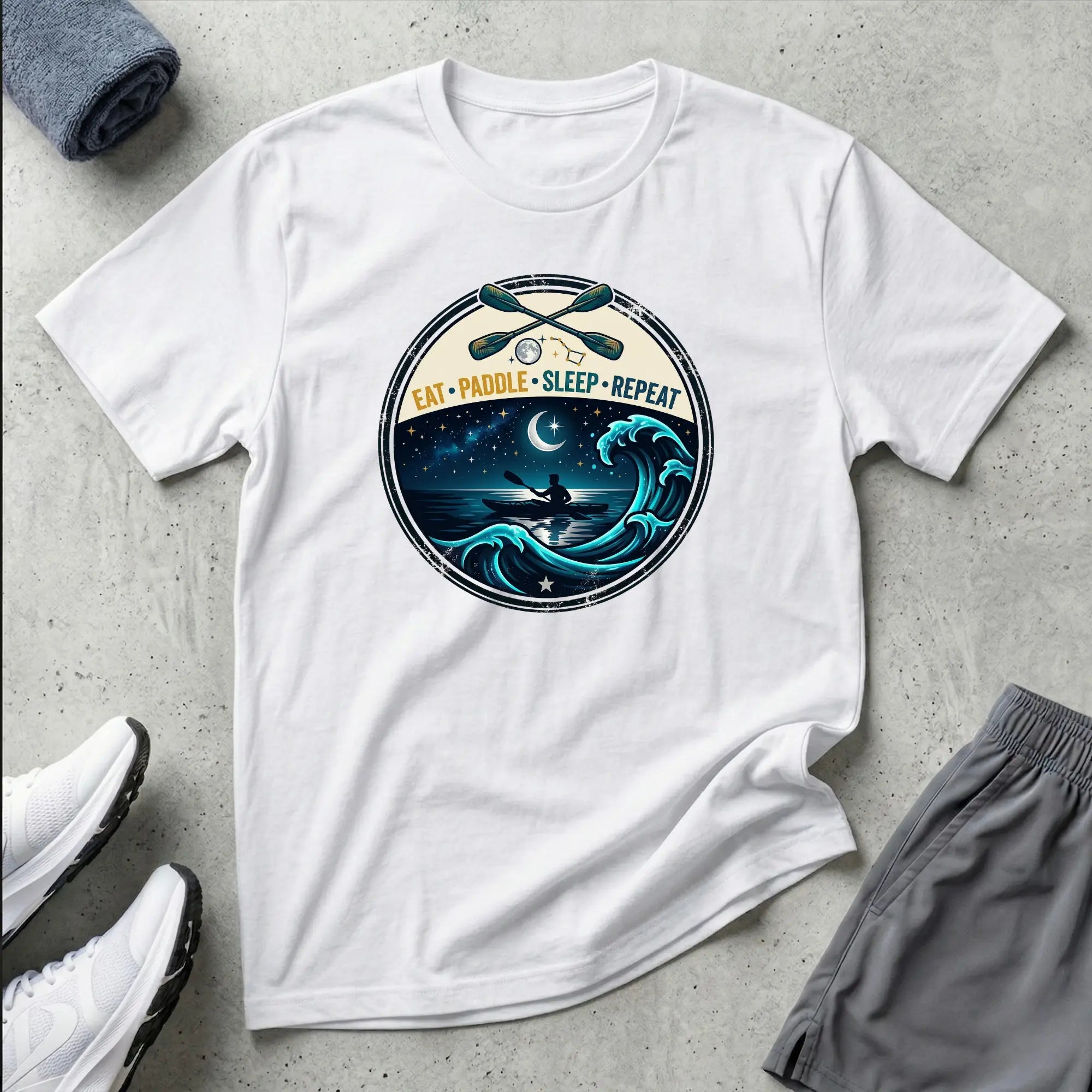 Ocean Paddling. Eat Paddle Sleep Repeat. Kayak T-Shirt Printify