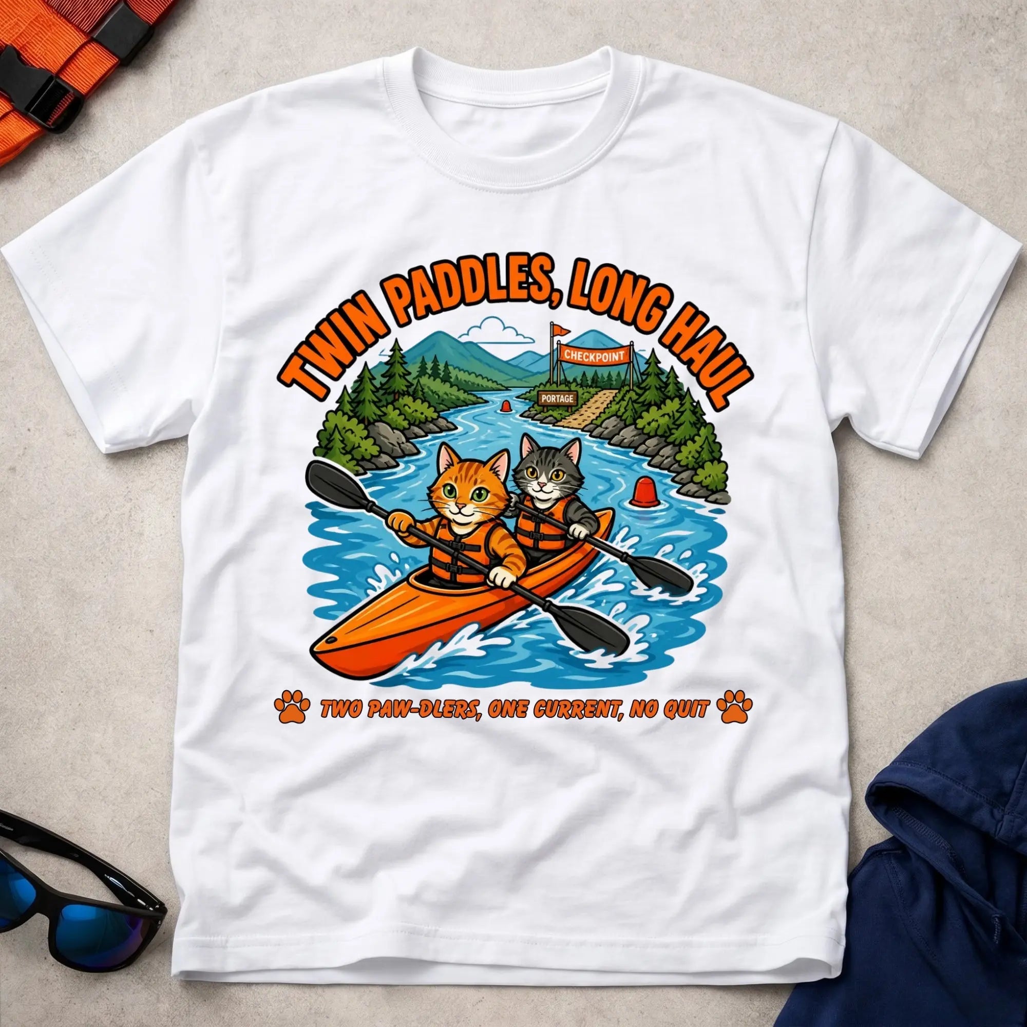 White Twin Paddles, Long Haul tee — K2 marathon kayak gift — Vector Paddle