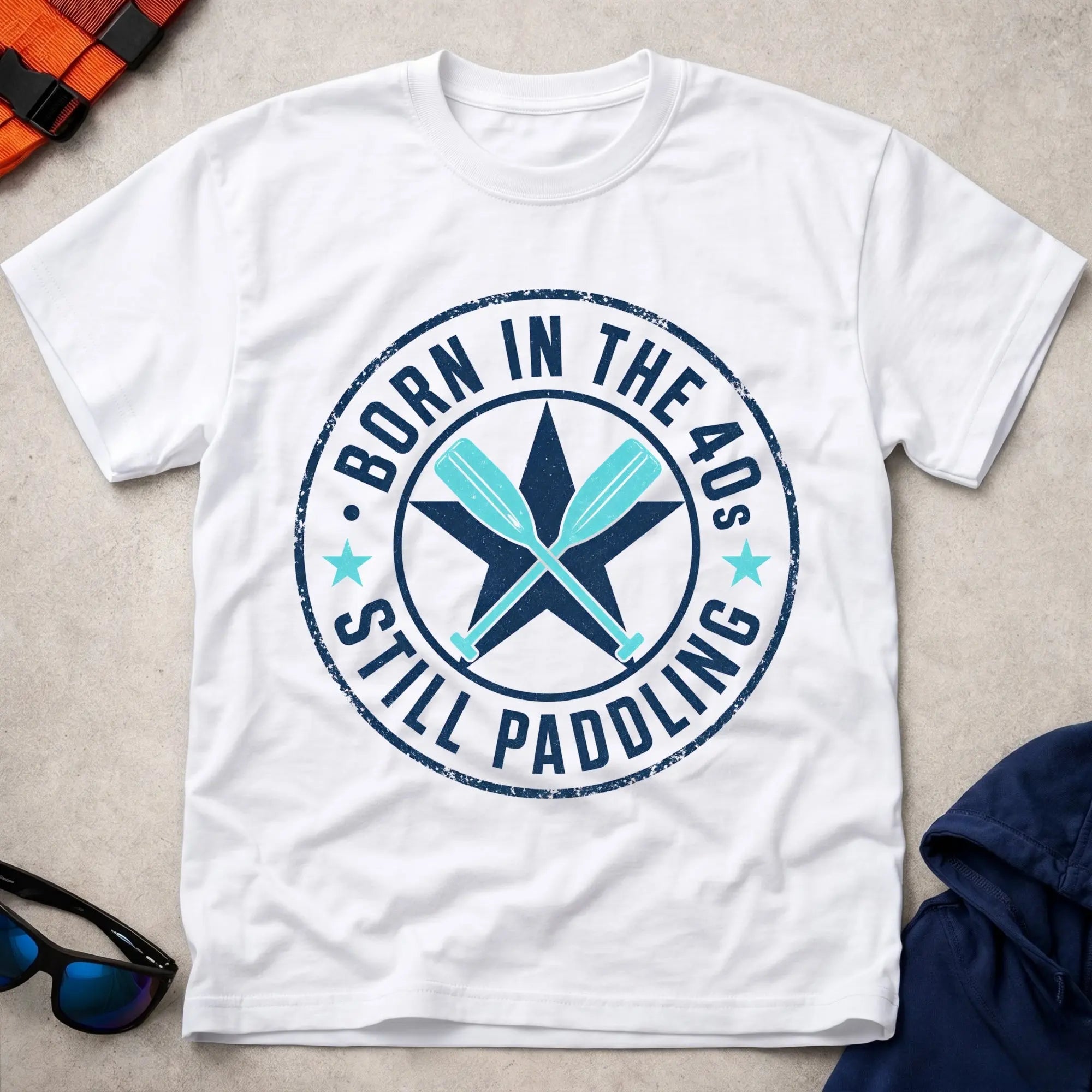 Born In The 40s · Still Paddling vintage stamp badge paddling tee | Vector Paddle