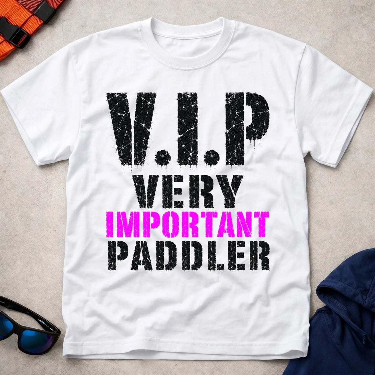 White V.I.P. tee — funny paddling gift — Vector Paddle