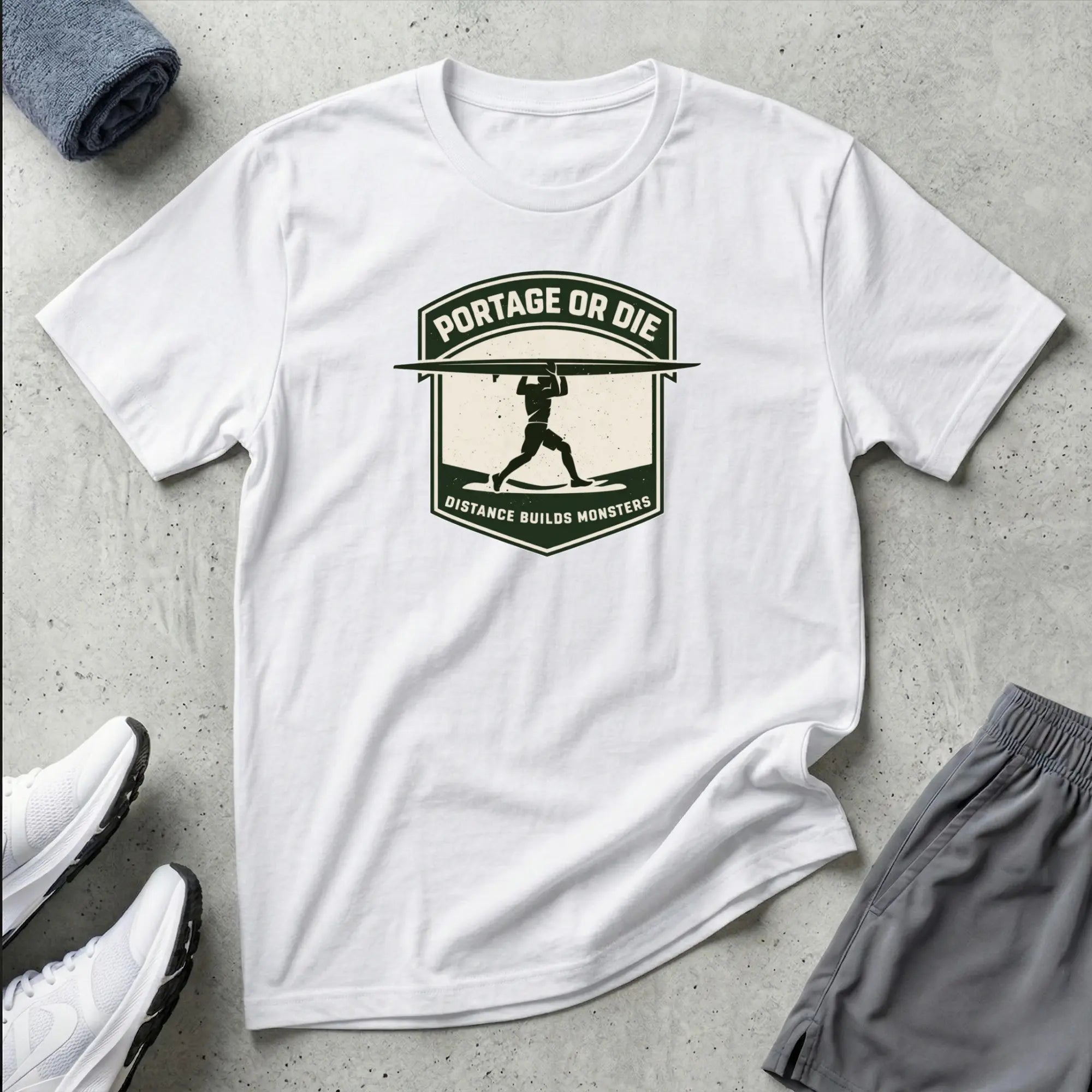 Portage or Die. Canoe Kayak T-Shirt Printify