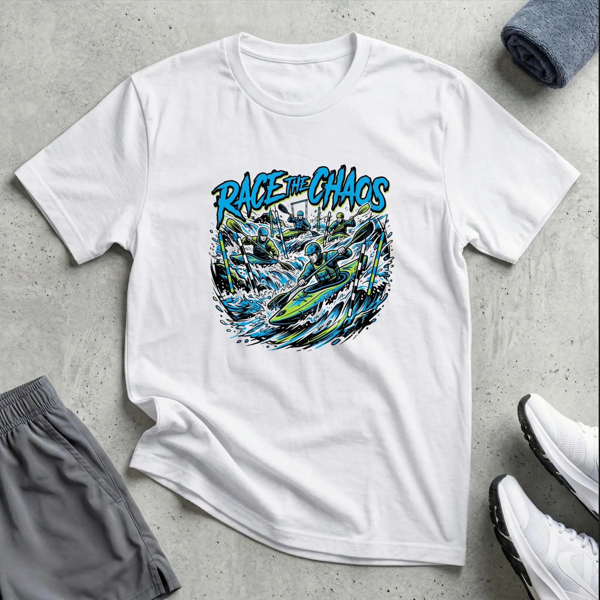 Kayak Cross. Race The Chaos - river - T-Shirt Printify
