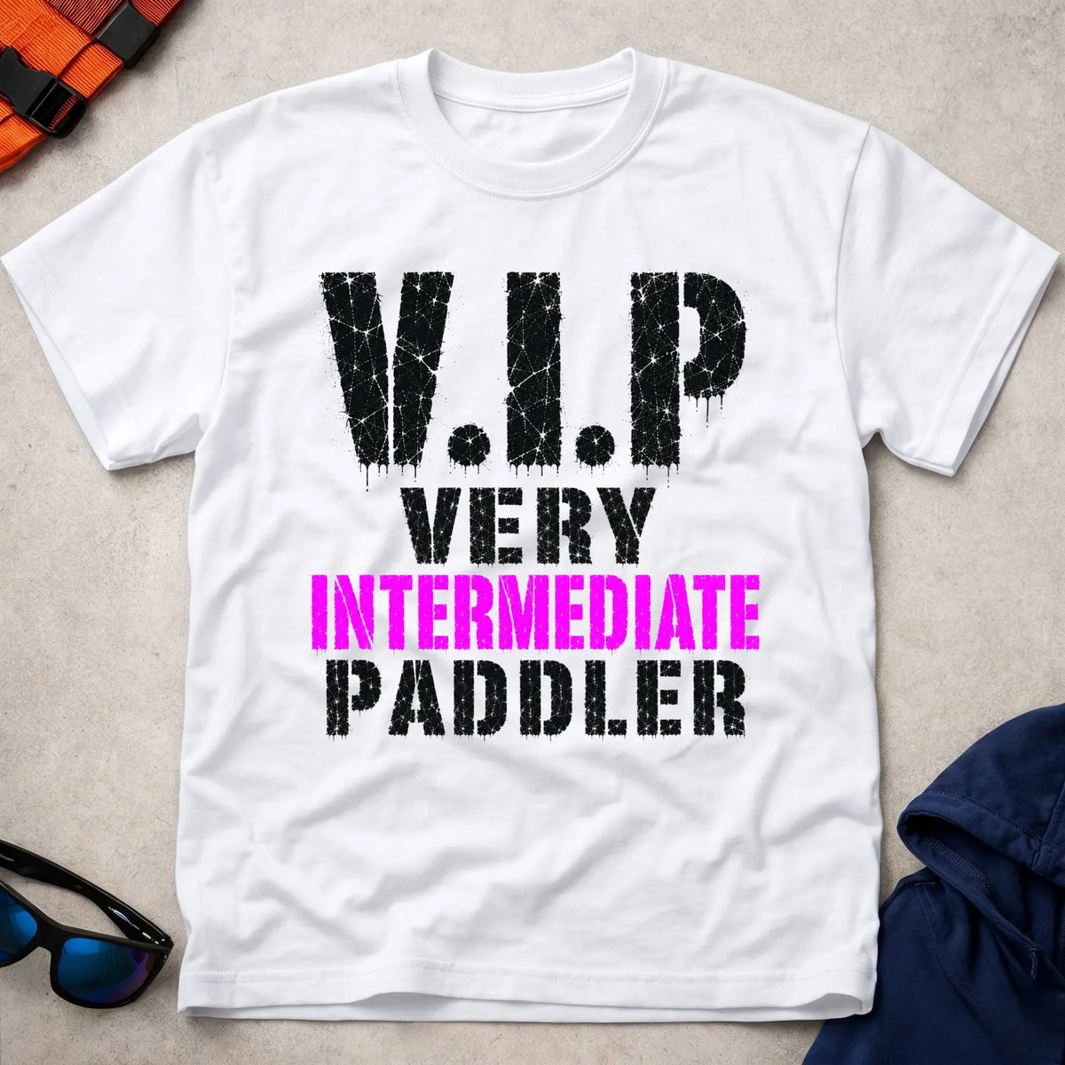 White Very Intermediate Paddler tee — funny paddling gift — Vector Paddle
