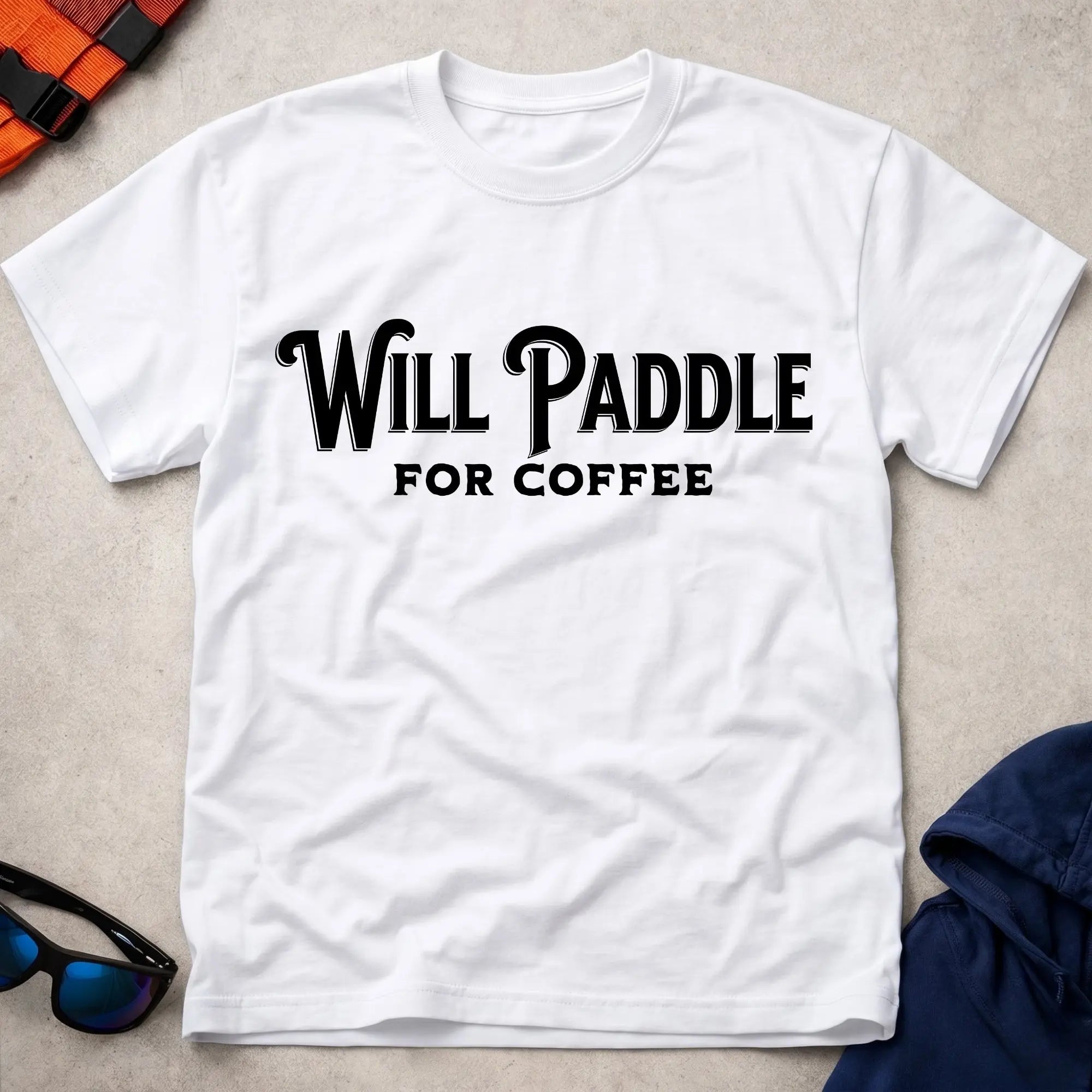 White Paddle For Coffee tee — funny kayaking and canoeing gift — Vector Paddle