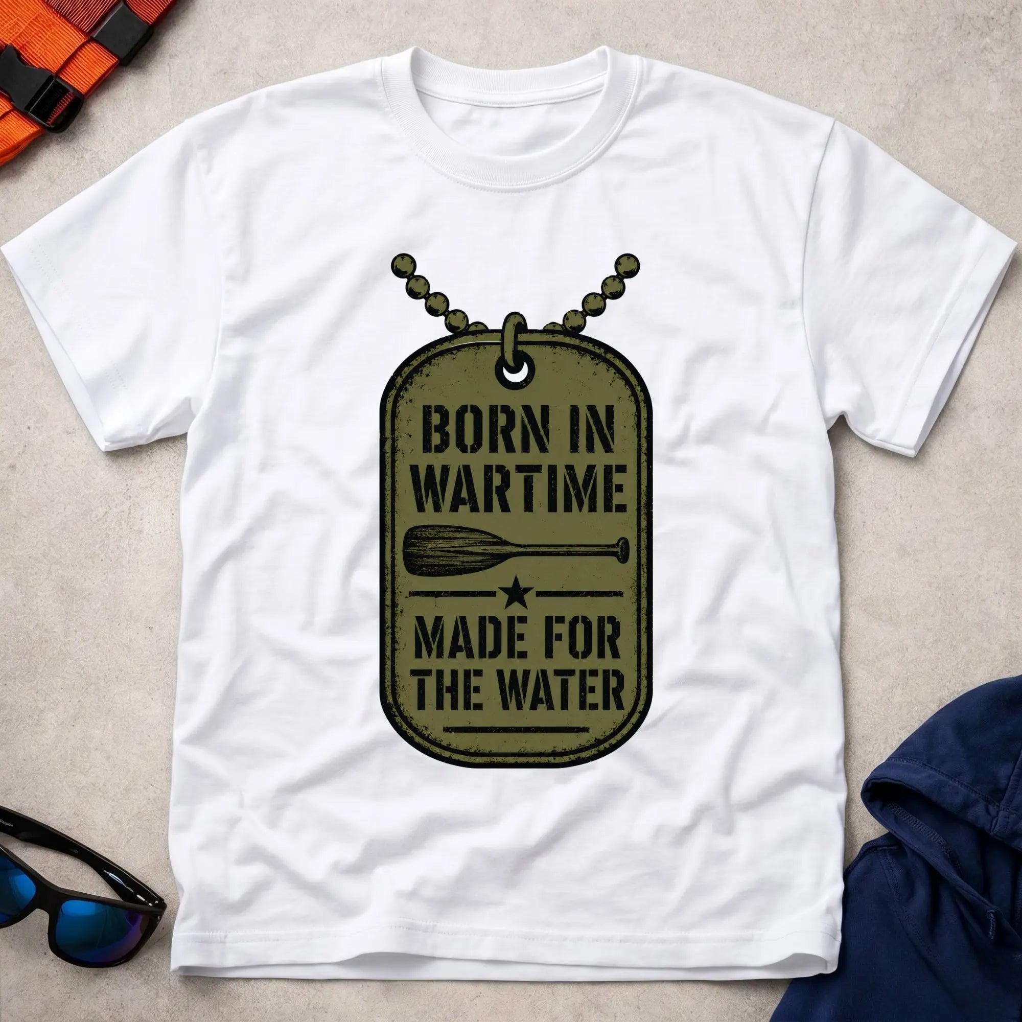 Born In Wartime military dog tag paddling tee | Vector Paddle