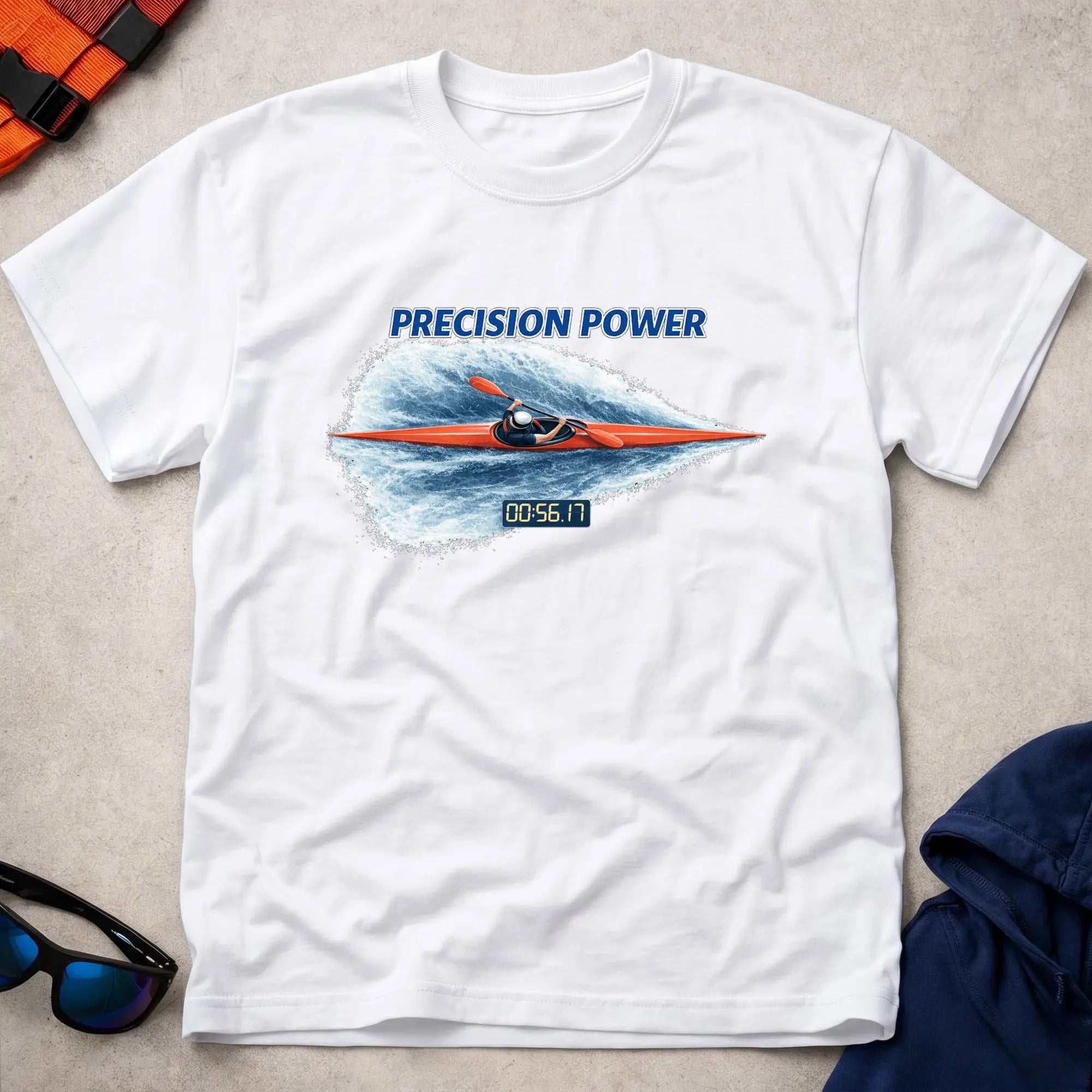 White Precision Power Apex tee for kayak sprint paddlers