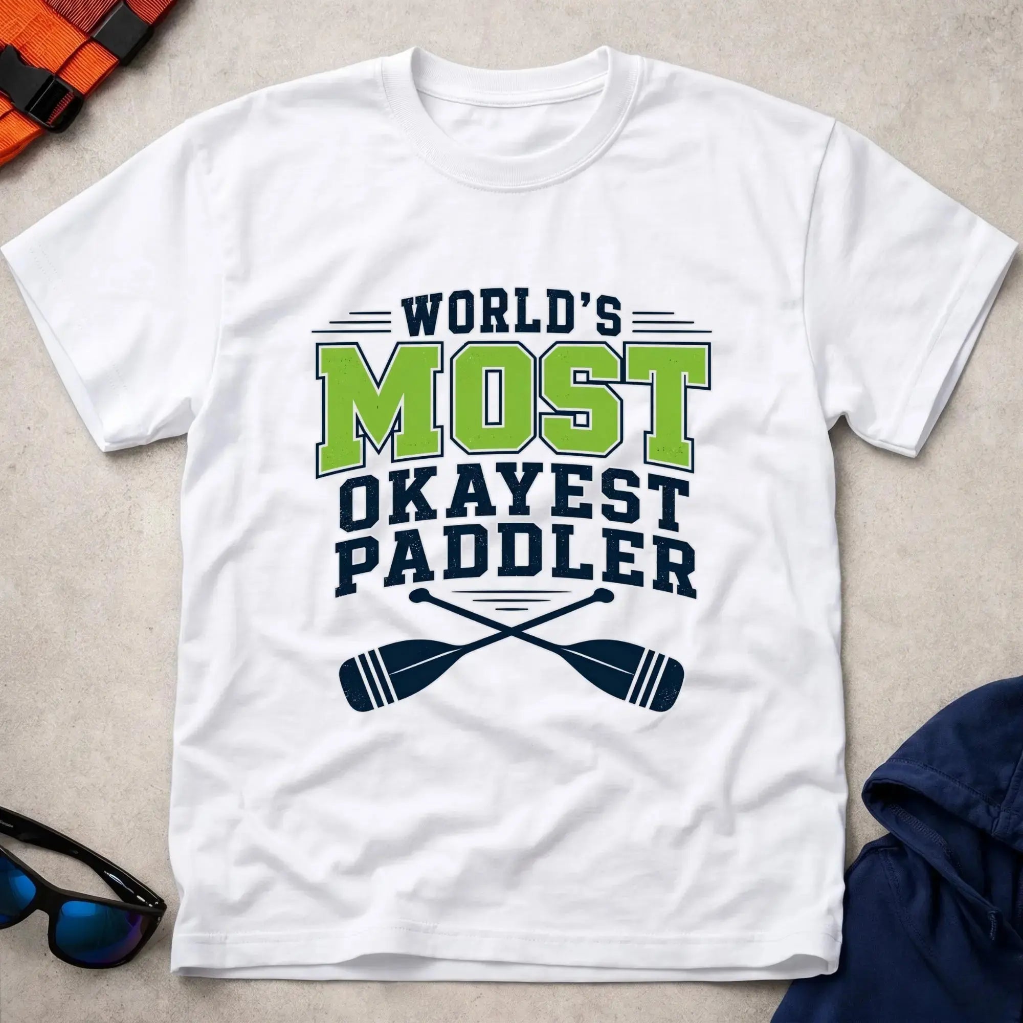 White World's Most Okayest Paddler t-shirt – Vector Paddle