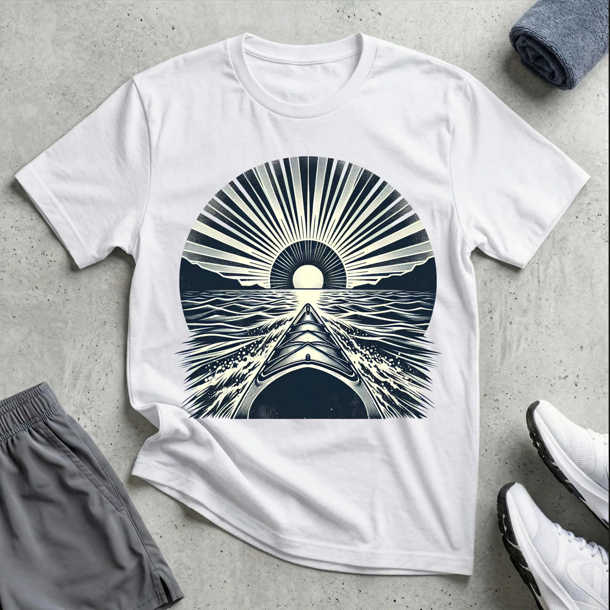 Vintage B&W Sunset. Relaxed T-Shirt Printify