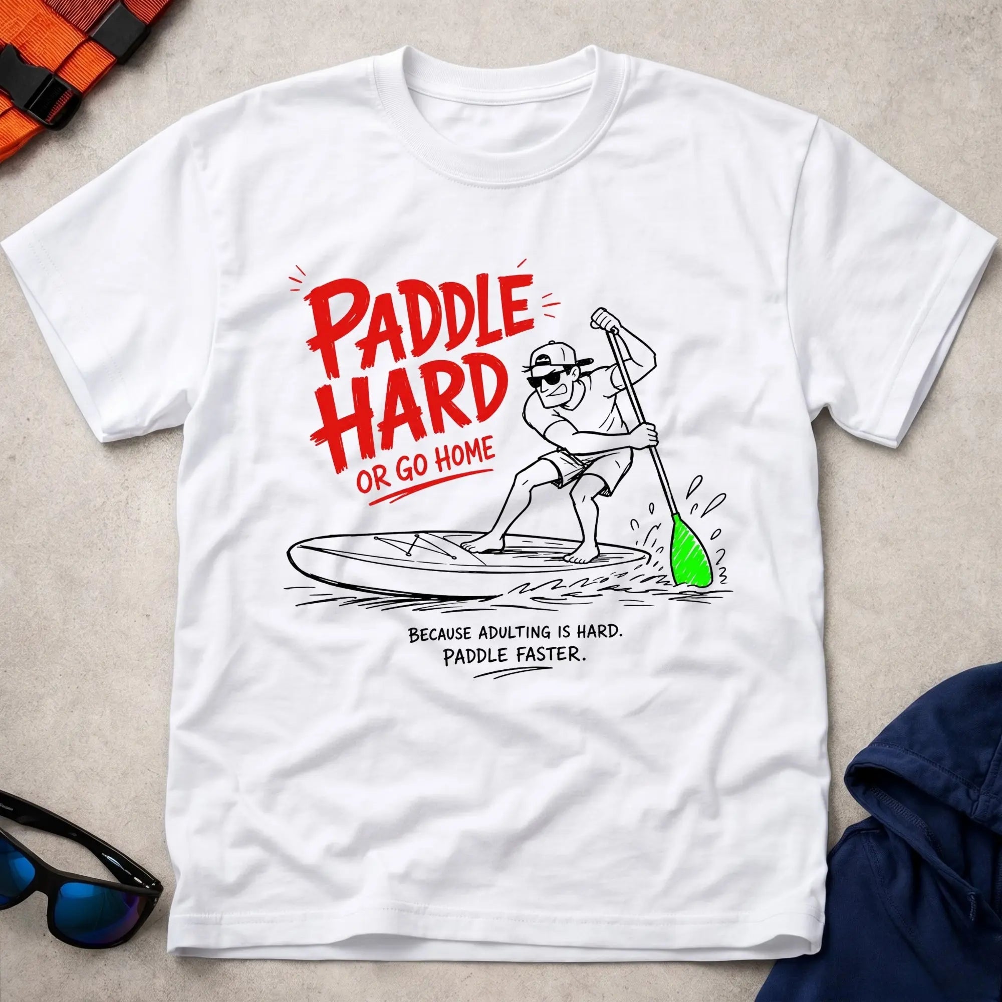 White Paddle Hard paddling t-shirt for those who never ease off, Vector Paddle