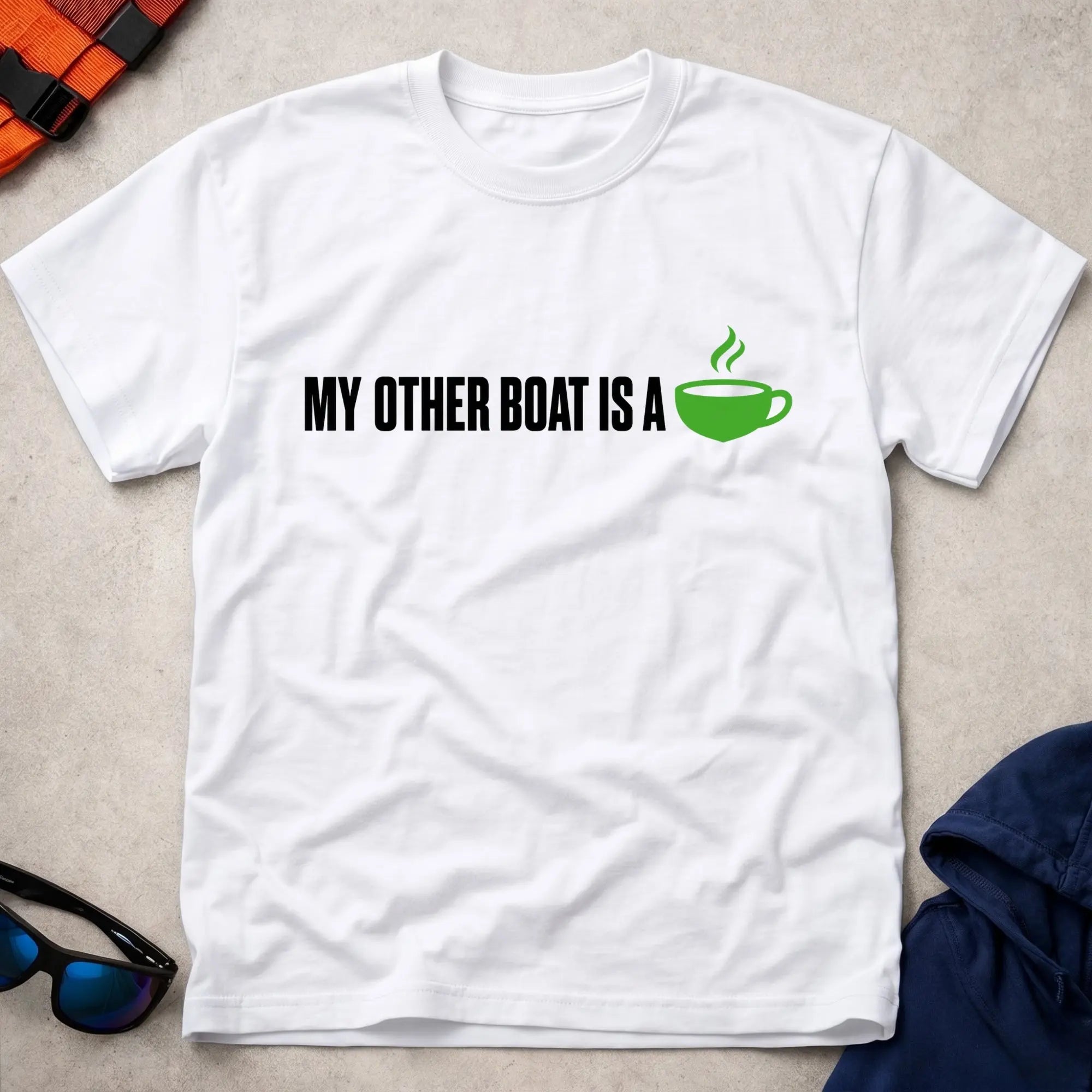 White My Other Boat Is A Coffee Cup Tee - Vector Paddle